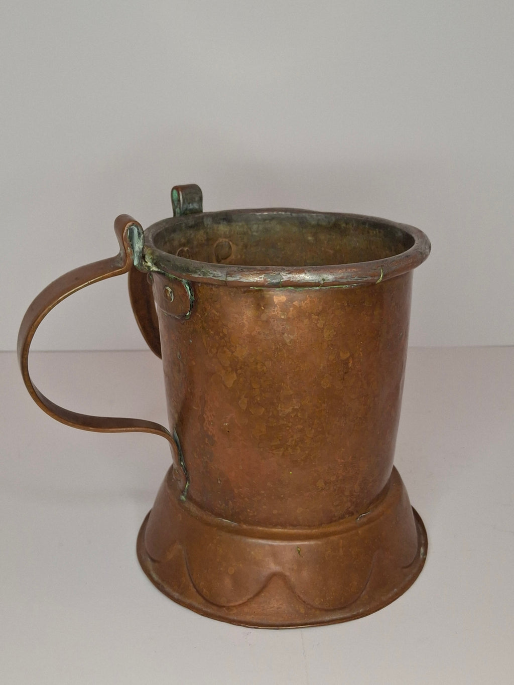 Very Rare Antique Early 1800s Russian Copper Netilat Yadayim Washing Cup with Unique Base - Jewish Ritual Vessel