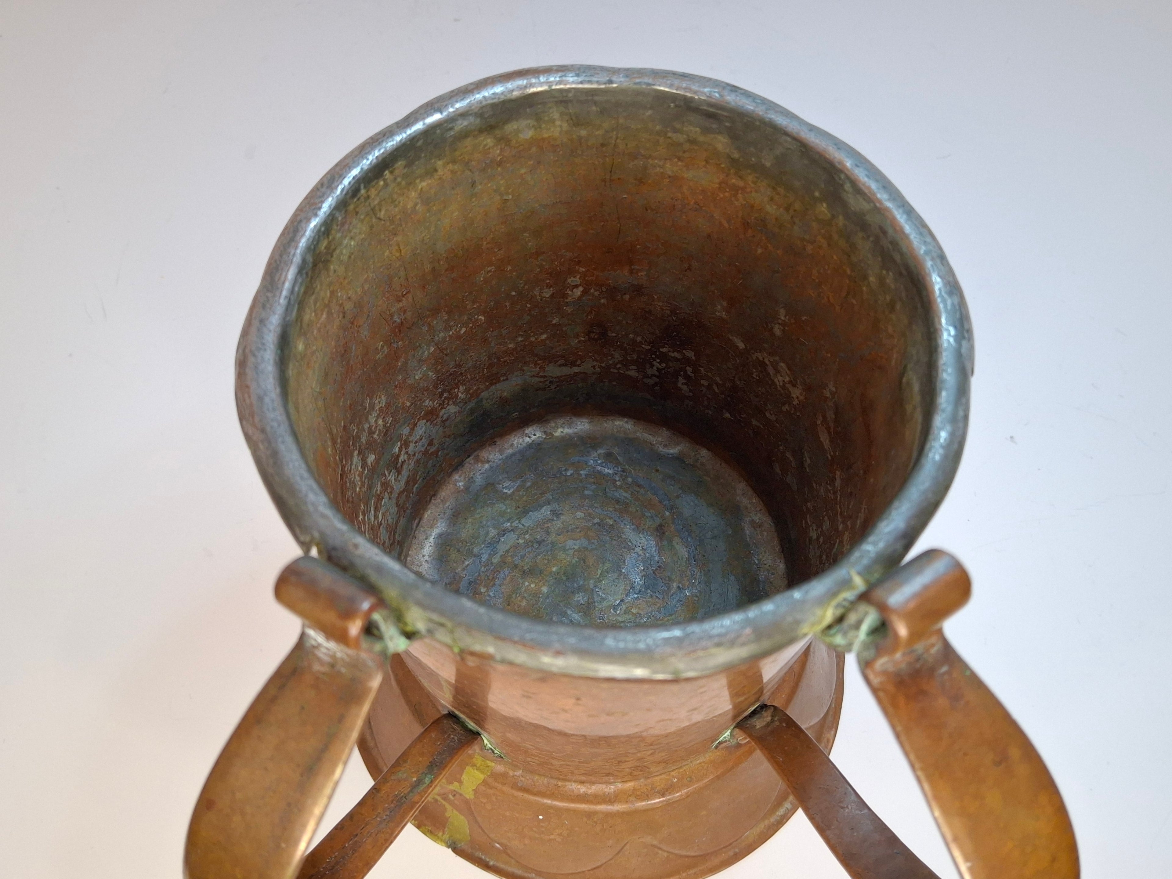 Very Rare Antique Early 1800s Russian Copper Netilat Yadayim Washing Cup with Unique Base - Jewish Ritual Vessel