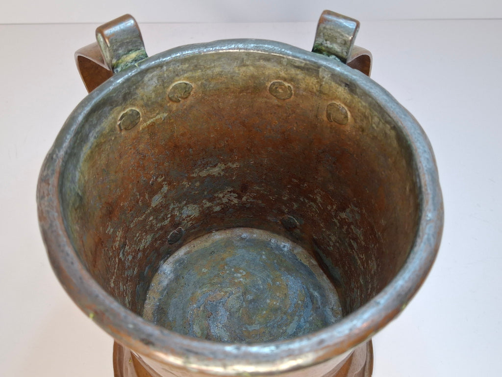 Very Rare Antique Early 1800s Russian Copper Netilat Yadayim Washing Cup with Unique Base - Jewish Ritual Vessel