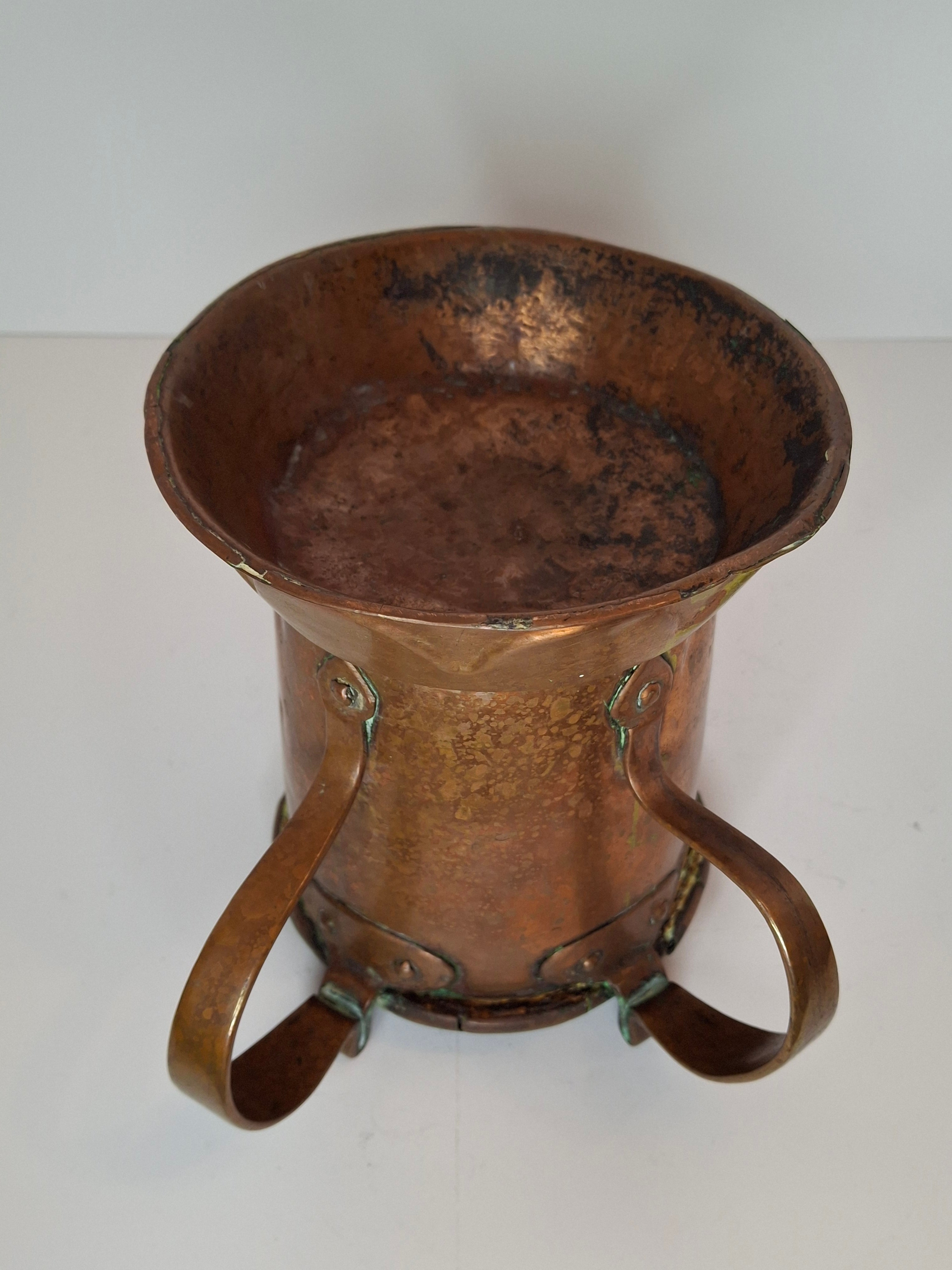 Very Rare Antique Early 1800s Russian Copper Netilat Yadayim Washing Cup with Unique Base - Jewish Ritual Vessel
