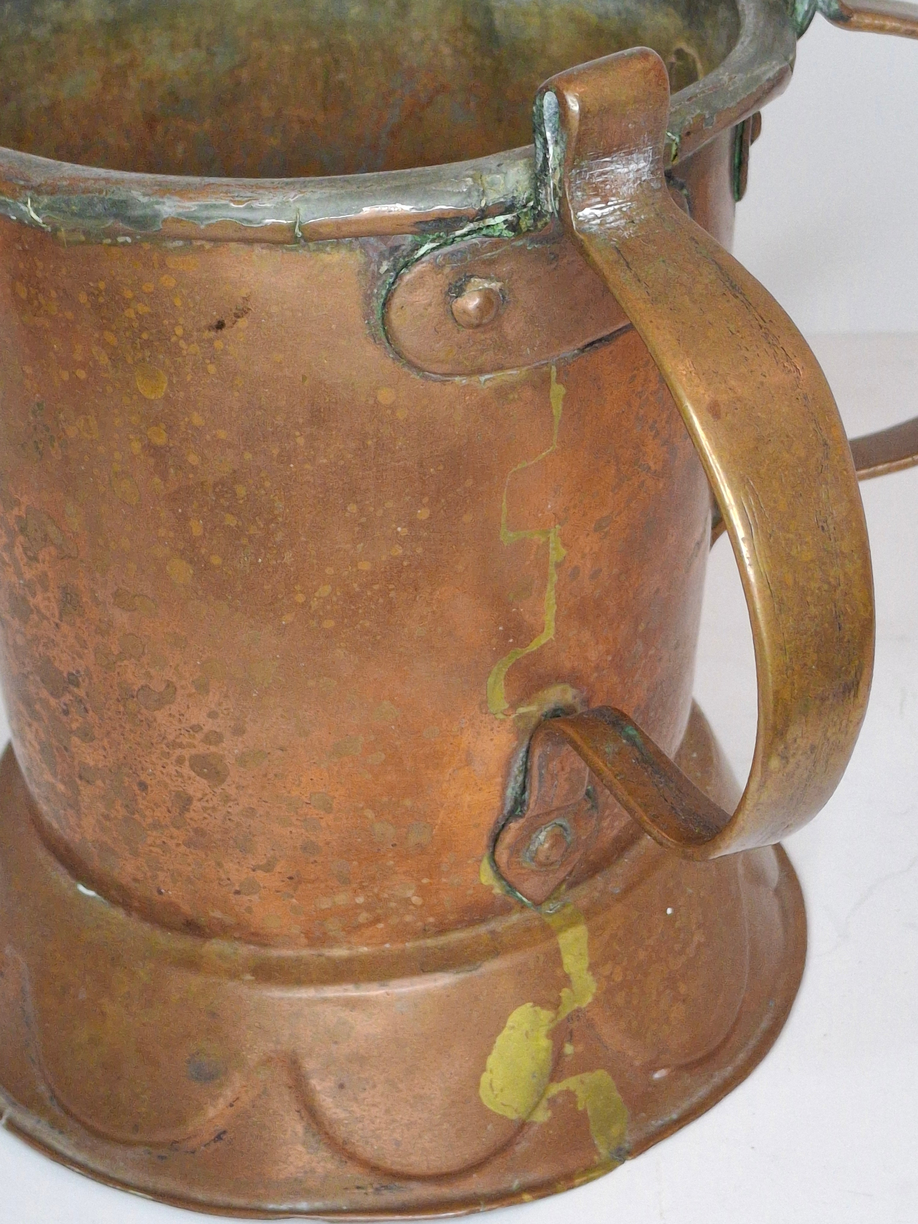 Very Rare Antique Early 1800s Russian Copper Netilat Yadayim Washing Cup with Unique Base - Jewish Ritual Vessel