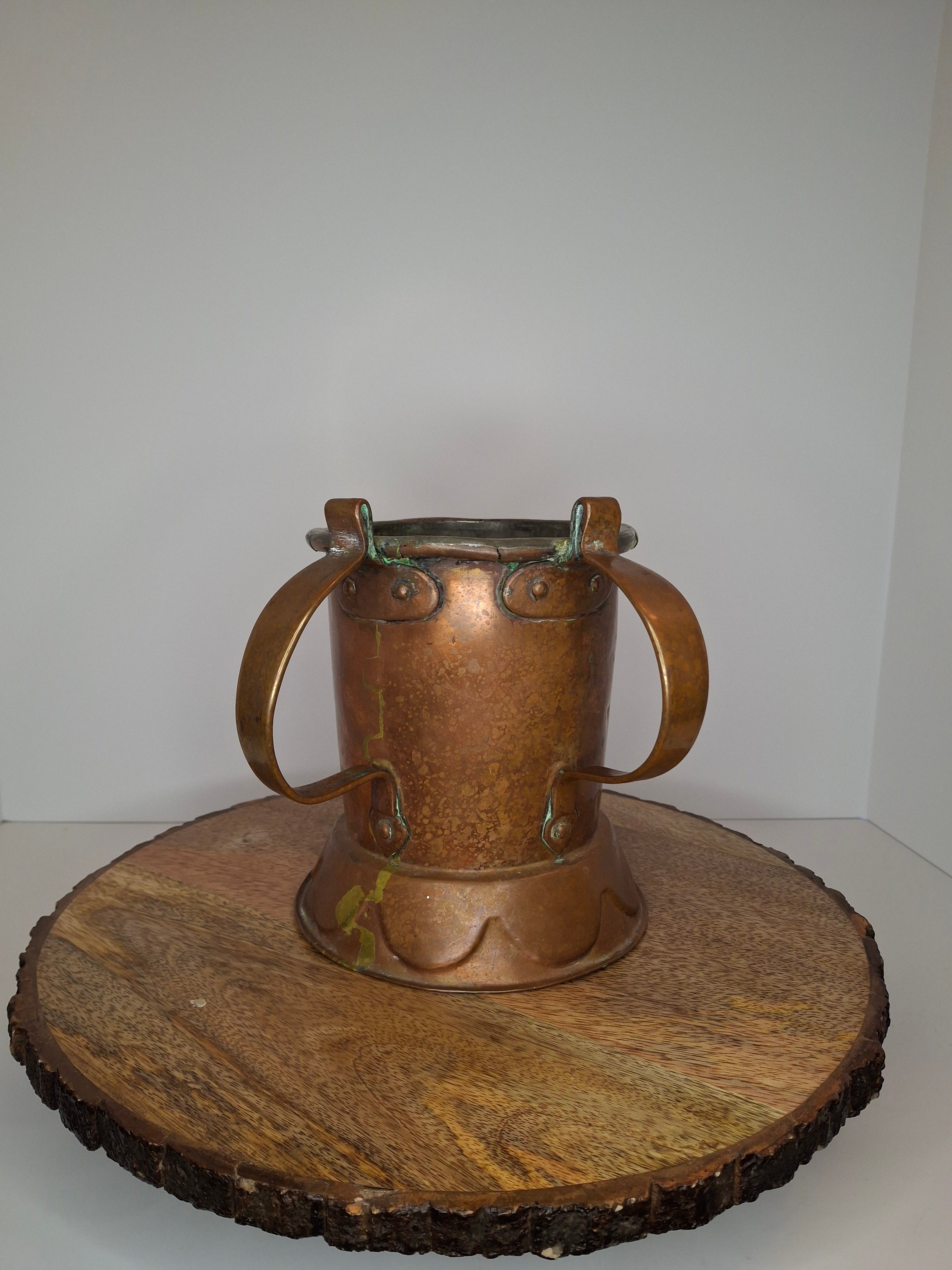 Very Rare Antique Early 1800s Russian Copper Netilat Yadayim Washing Cup with Unique Base - Jewish Ritual Vessel