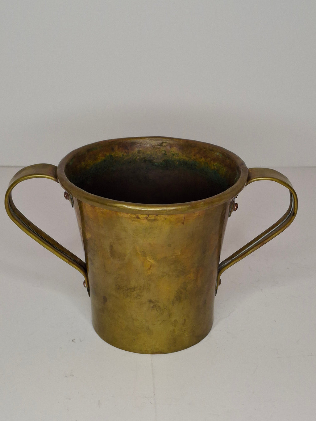 Antique Russian Brass Netilat Yadayim Hand Washing Cup, Circa 1898 Maker's Mark, Tula