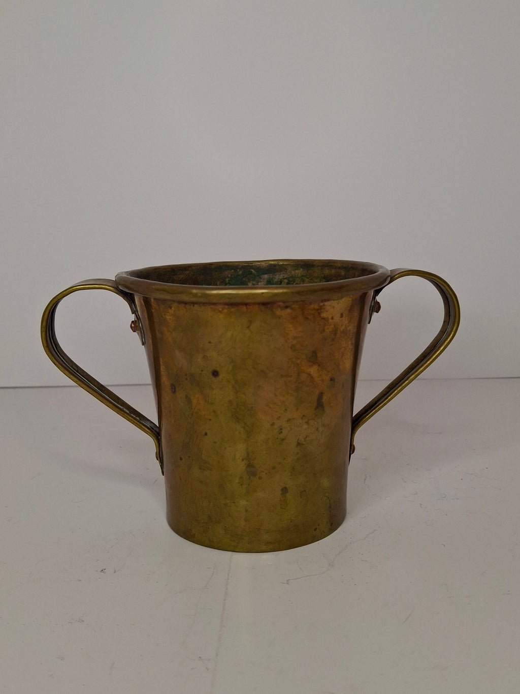 Antique Russian Brass Netilat Yadayim Hand Washing Cup, Circa 1898 Maker's Mark, Tula