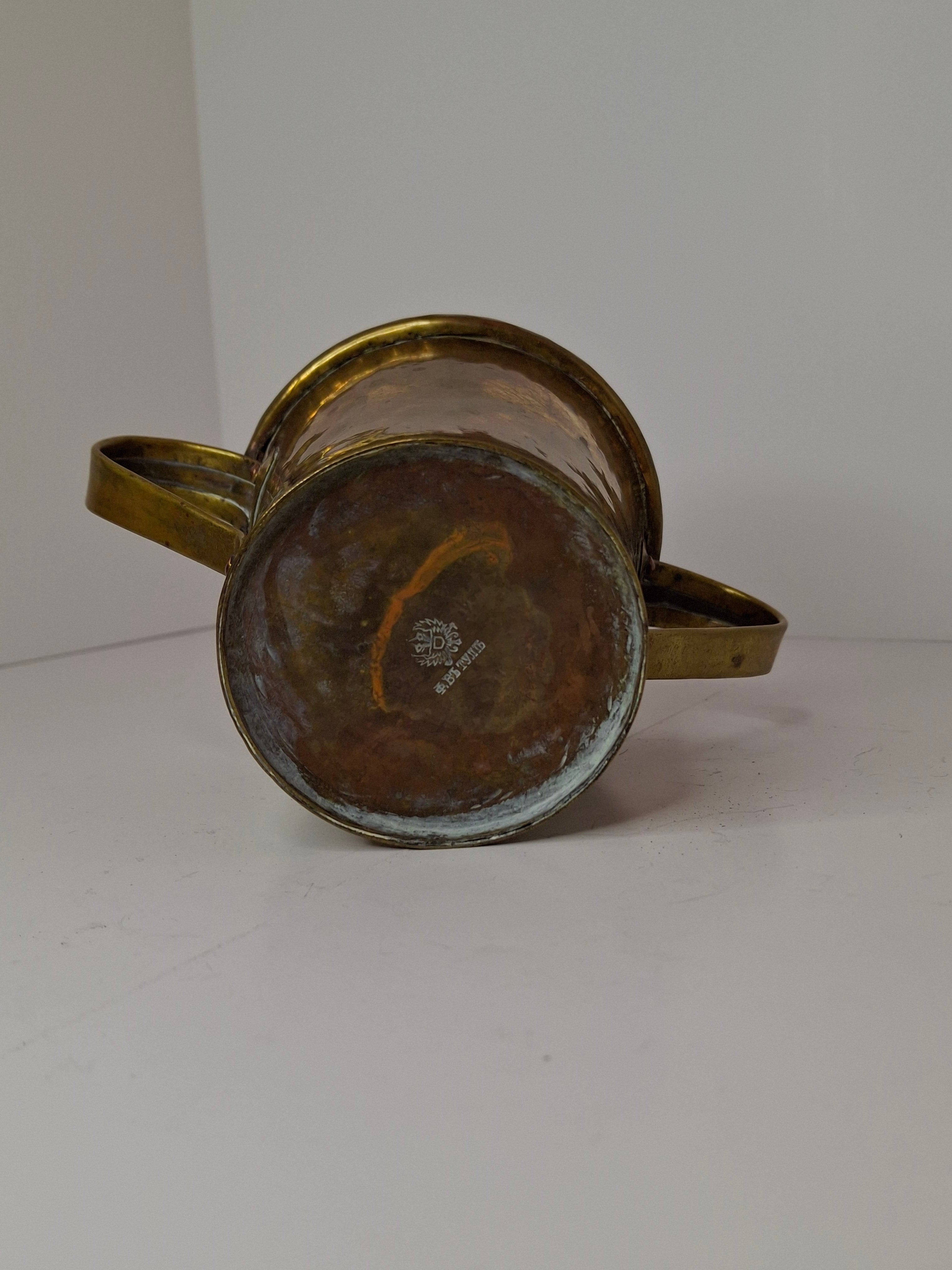 Antique Russian Brass Netilat Yadayim Hand Washing Cup, Circa 1898 Maker's Mark, Tula