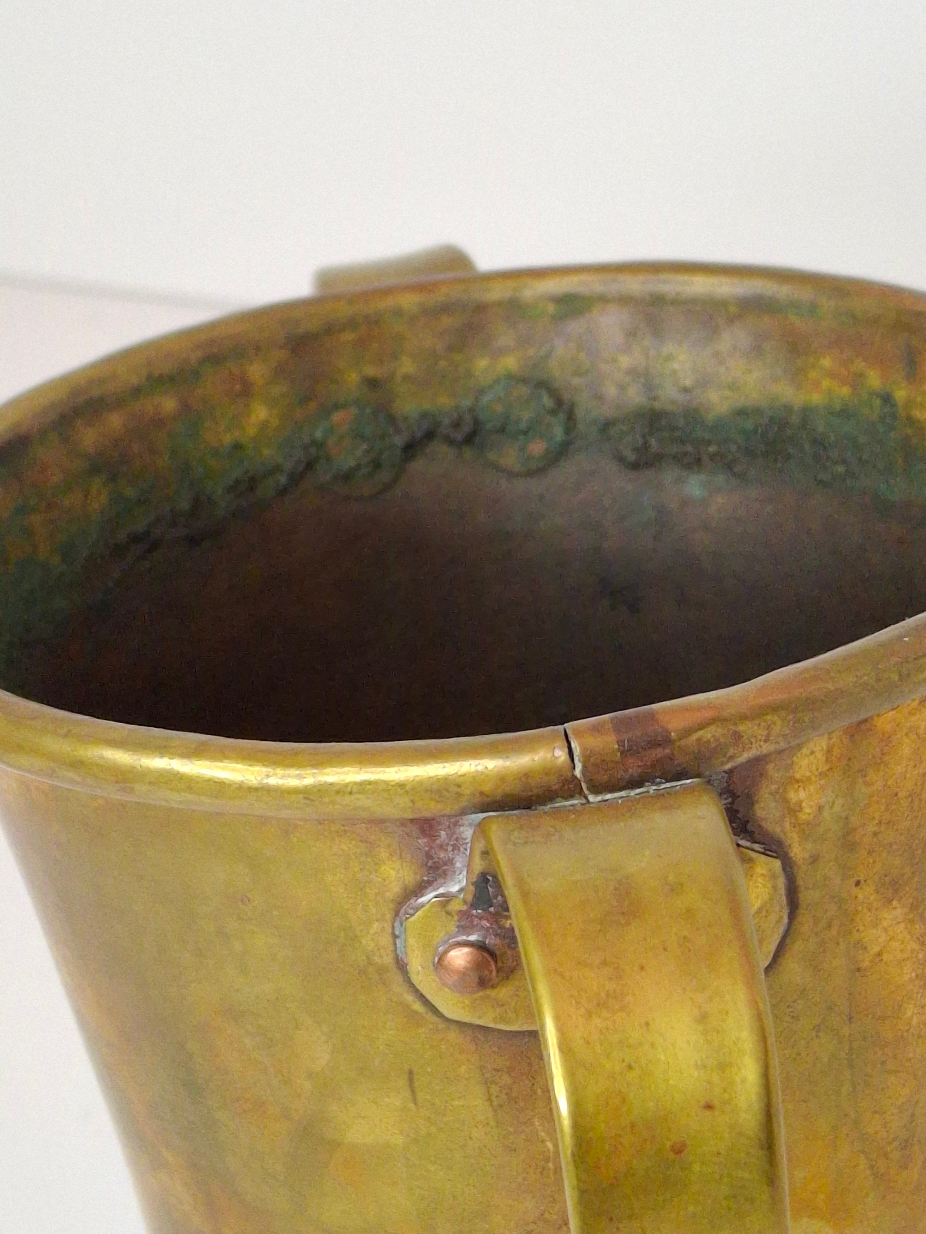 Antique Russian Brass Netilat Yadayim Hand Washing Cup, Circa 1898 Maker's Mark, Tula