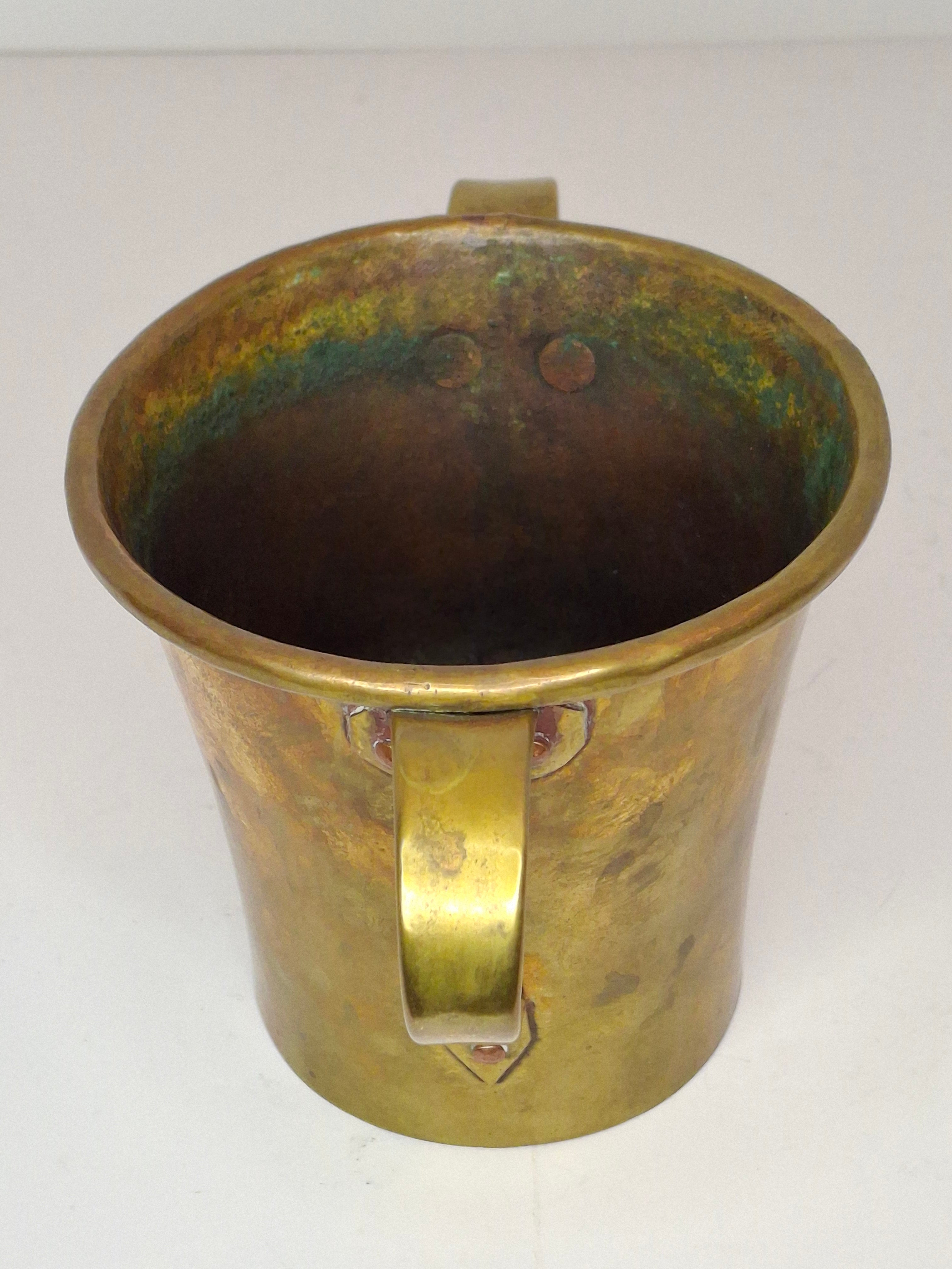 Antique Russian Brass Netilat Yadayim Hand Washing Cup, Circa 1898 Maker's Mark, Tula