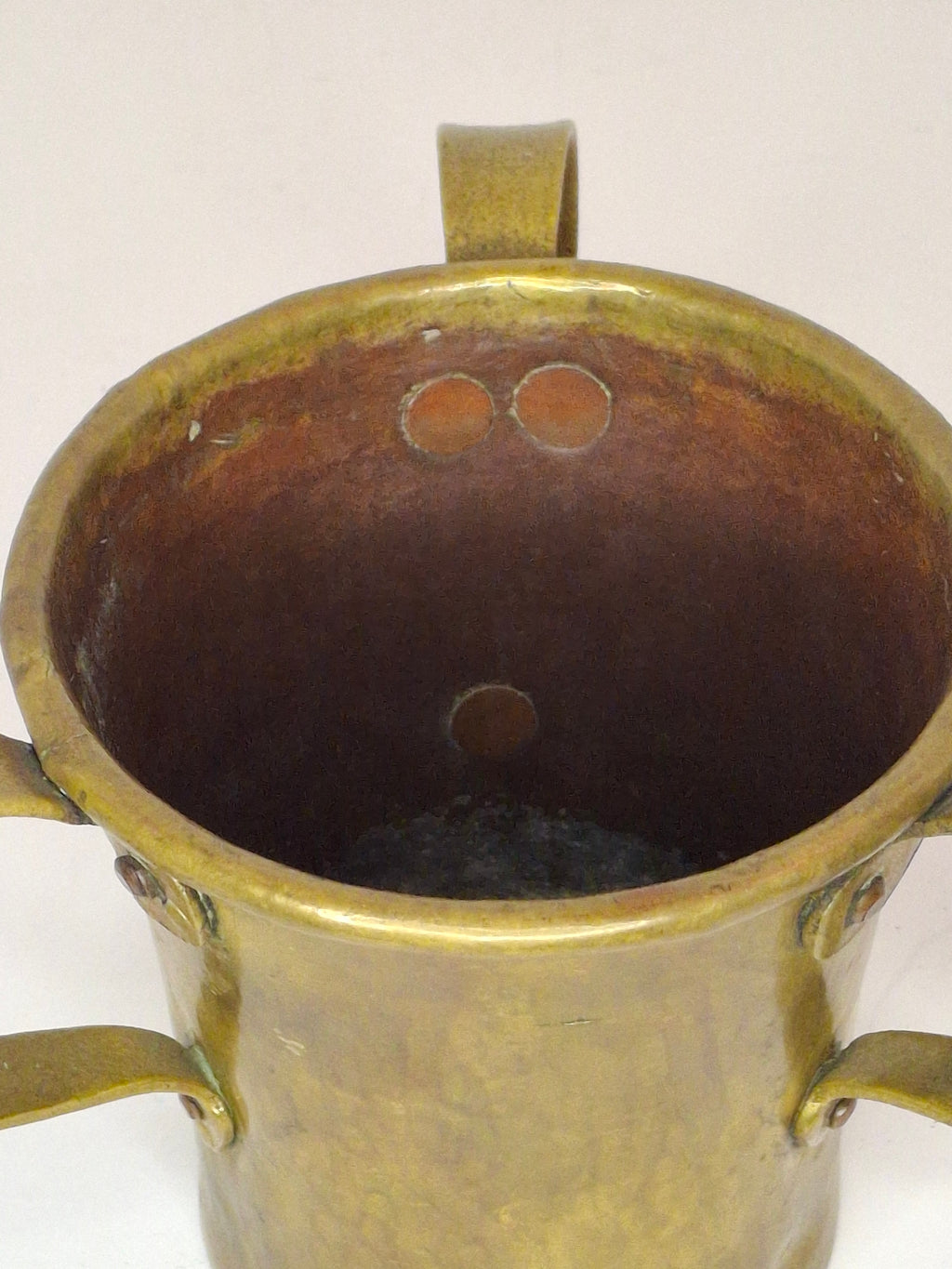 Antique 19th C Imperial Russian Tula Brass 3-Handled Netilat Yadayim Judaica Ritual Laver Cup w/ Eagle Hallmark