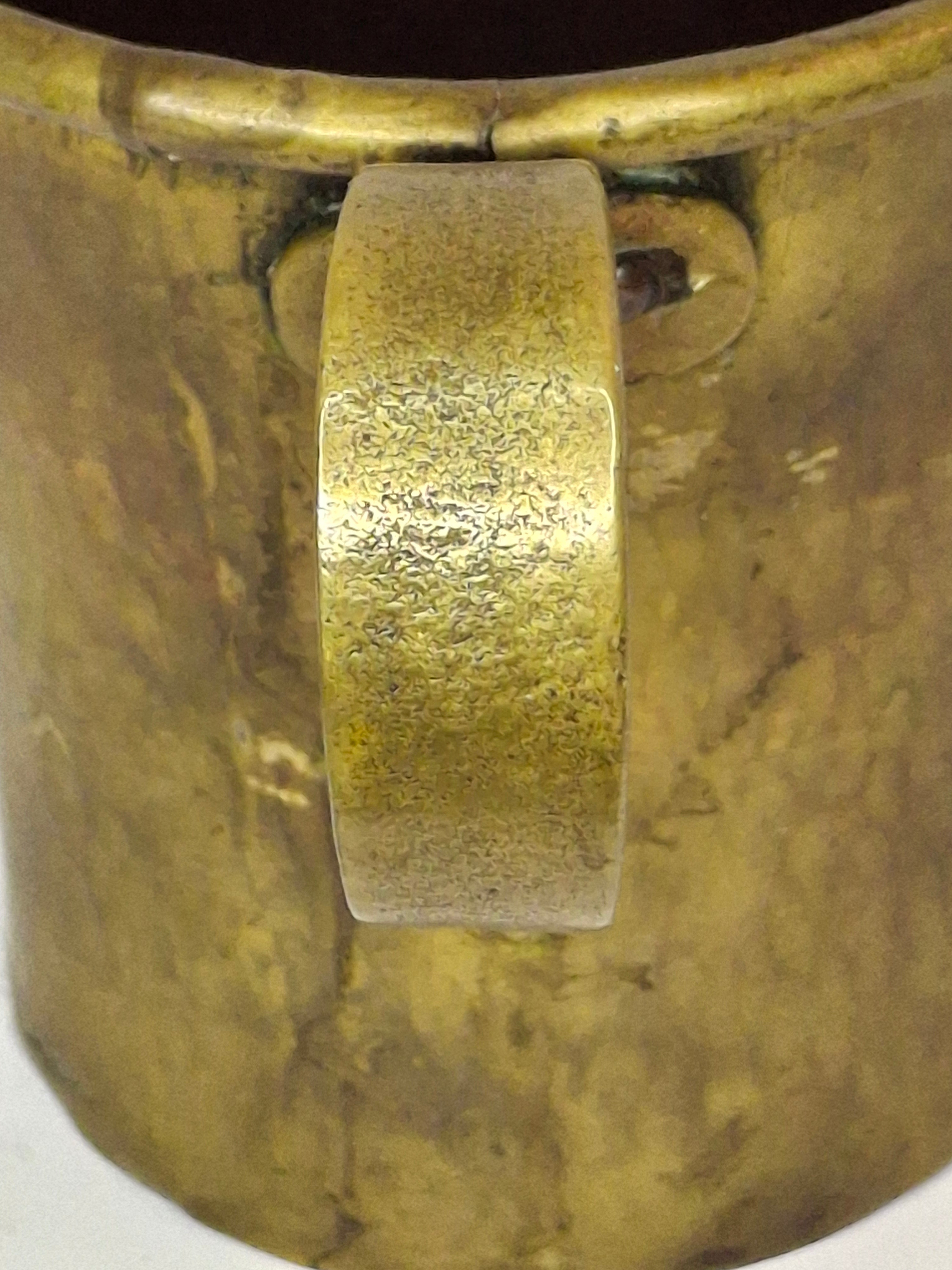 Antique 19th C Imperial Russian Tula Brass 3-Handled Netilat Yadayim Judaica Ritual Laver Cup w/ Eagle Hallmark