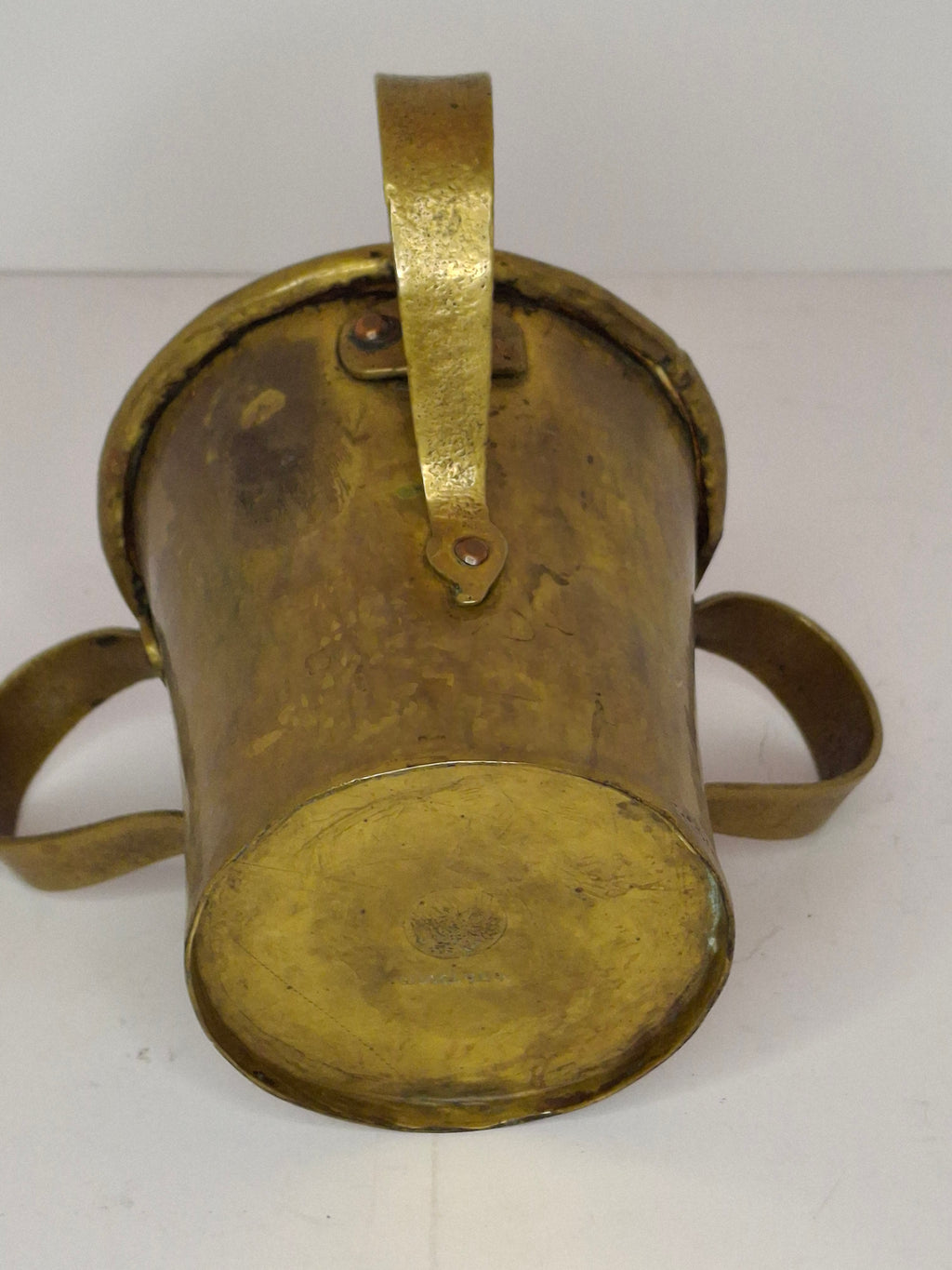 Antique 19th C Imperial Russian Tula Brass 3-Handled Netilat Yadayim Judaica Ritual Laver Cup w/ Eagle Hallmark