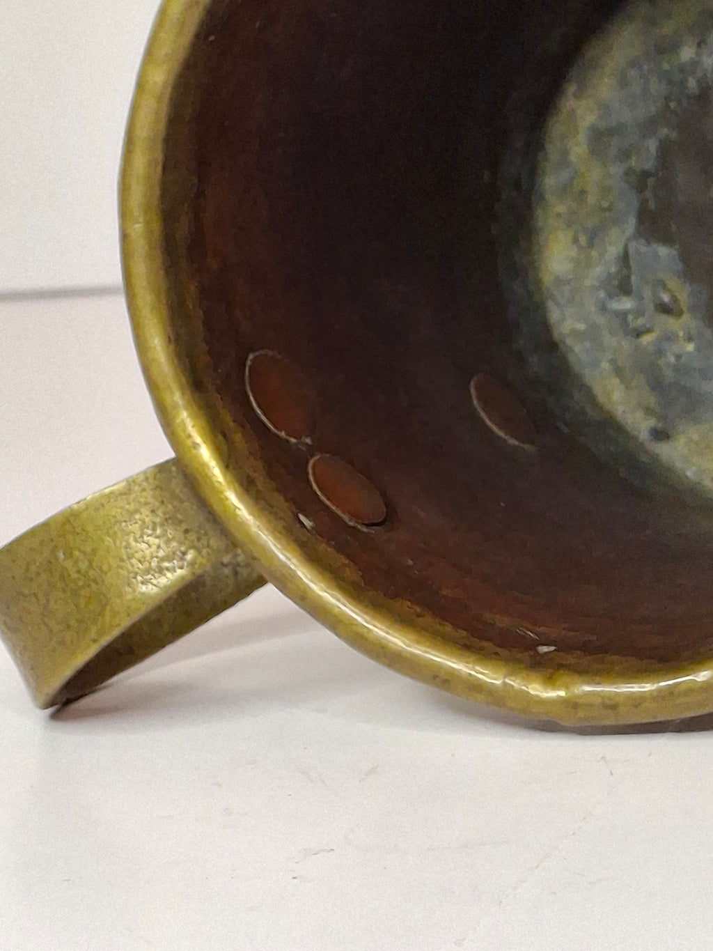 Antique 19th C Imperial Russian Tula Brass 3-Handled Netilat Yadayim Judaica Ritual Laver Cup w/ Eagle Hallmark