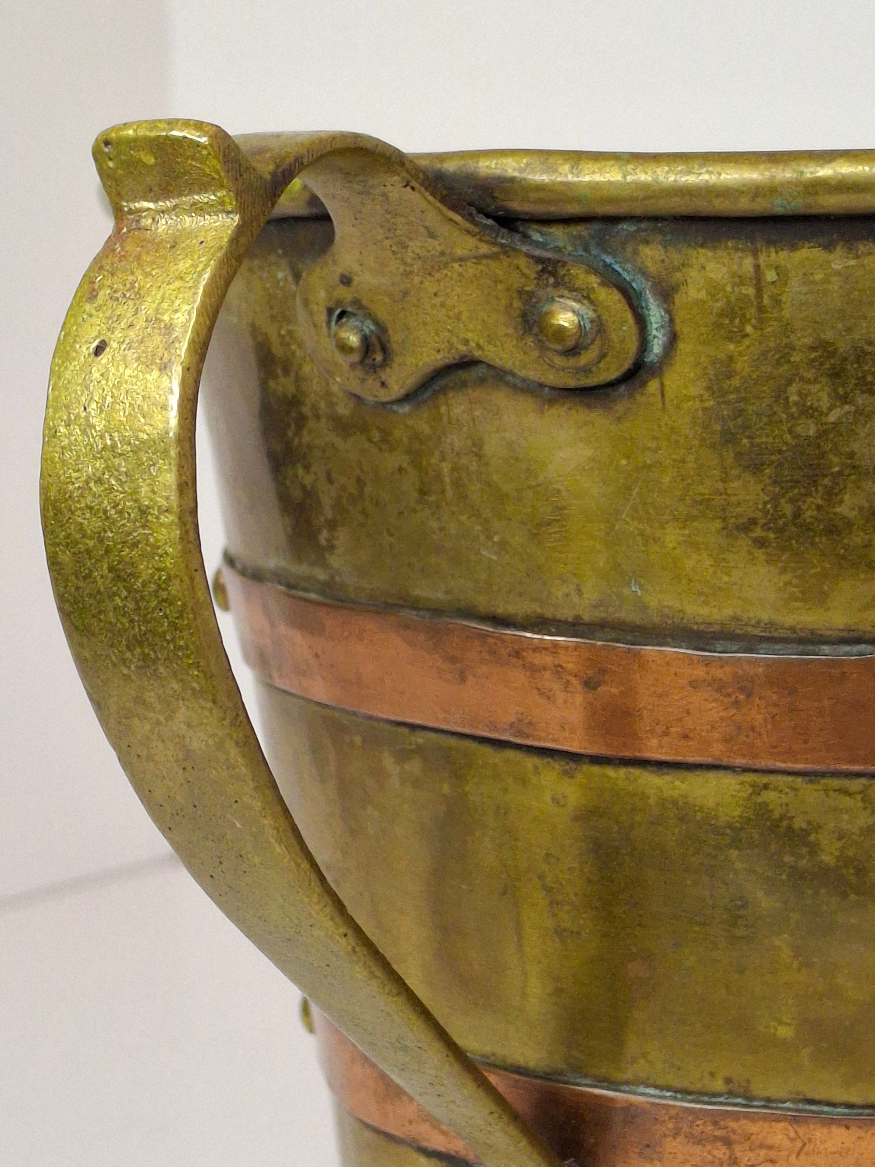 Antique 18th or 19thC Brass & Copper Measure Two-Handled Wash Cup Netilat Yadayim Negel Vasser
