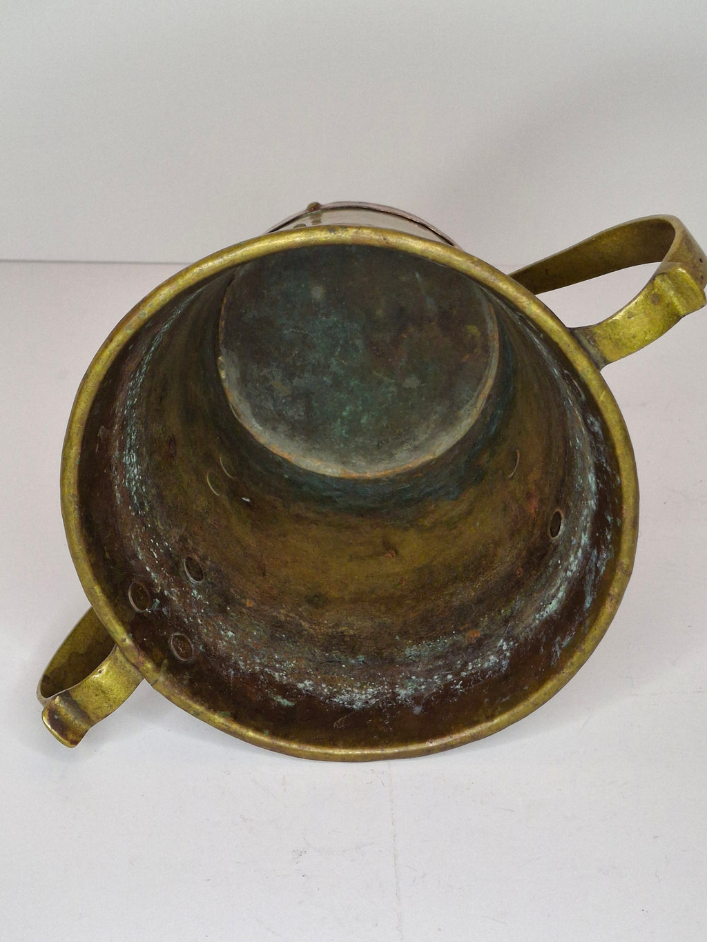 Antique 18th or 19thC Brass & Copper Measure Two-Handled Wash Cup Netilat Yadayim Negel Vasser