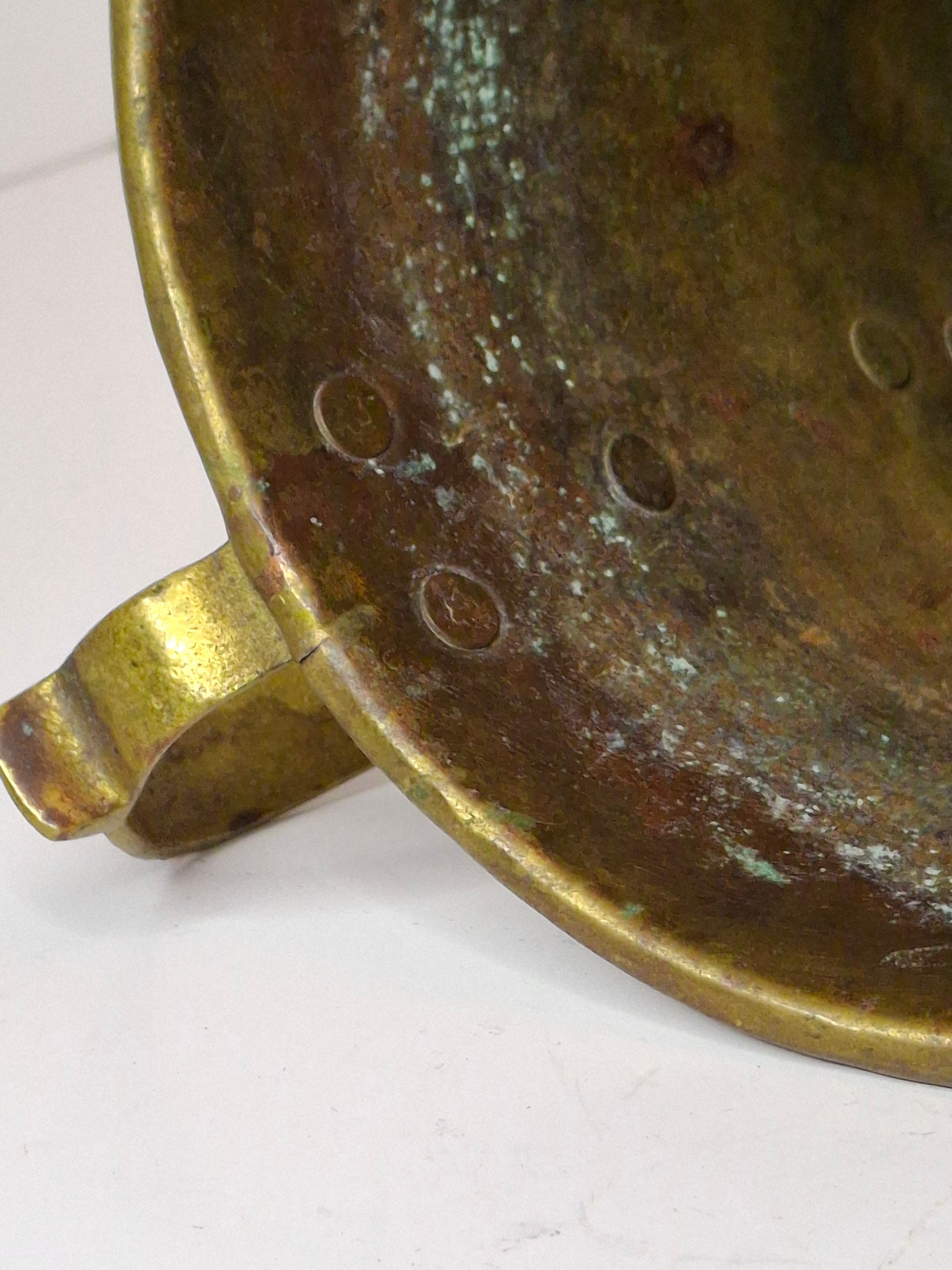 Antique 18th or 19thC Brass & Copper Measure Two-Handled Wash Cup Netilat Yadayim Negel Vasser