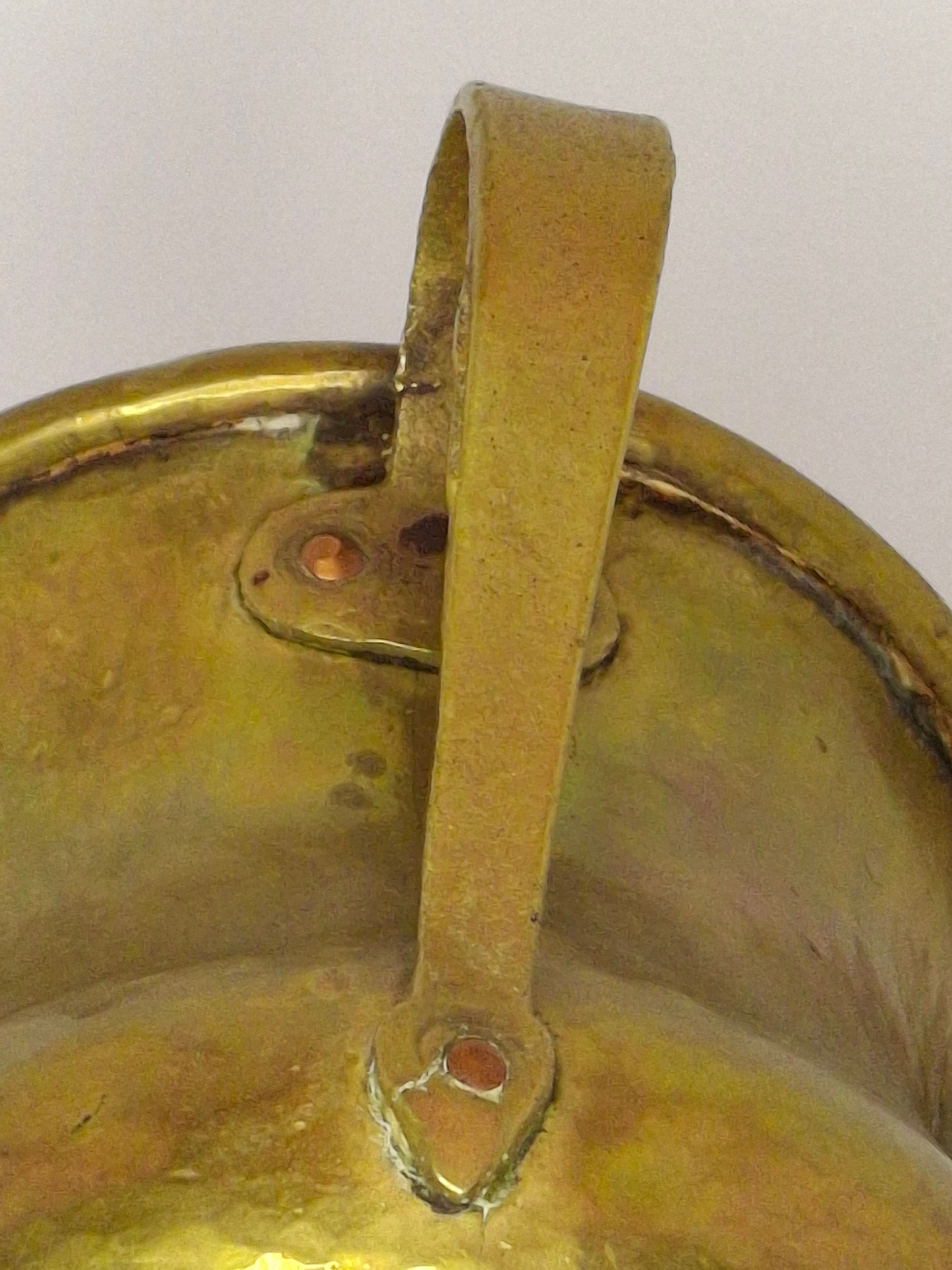 Antique Russian Brass Three-Handled Netilat Yadayim Cup - Hand Washing Laver, Marked with Double-Headed Eagle, Judaica (Circa Late 19th to Early 20th Century)