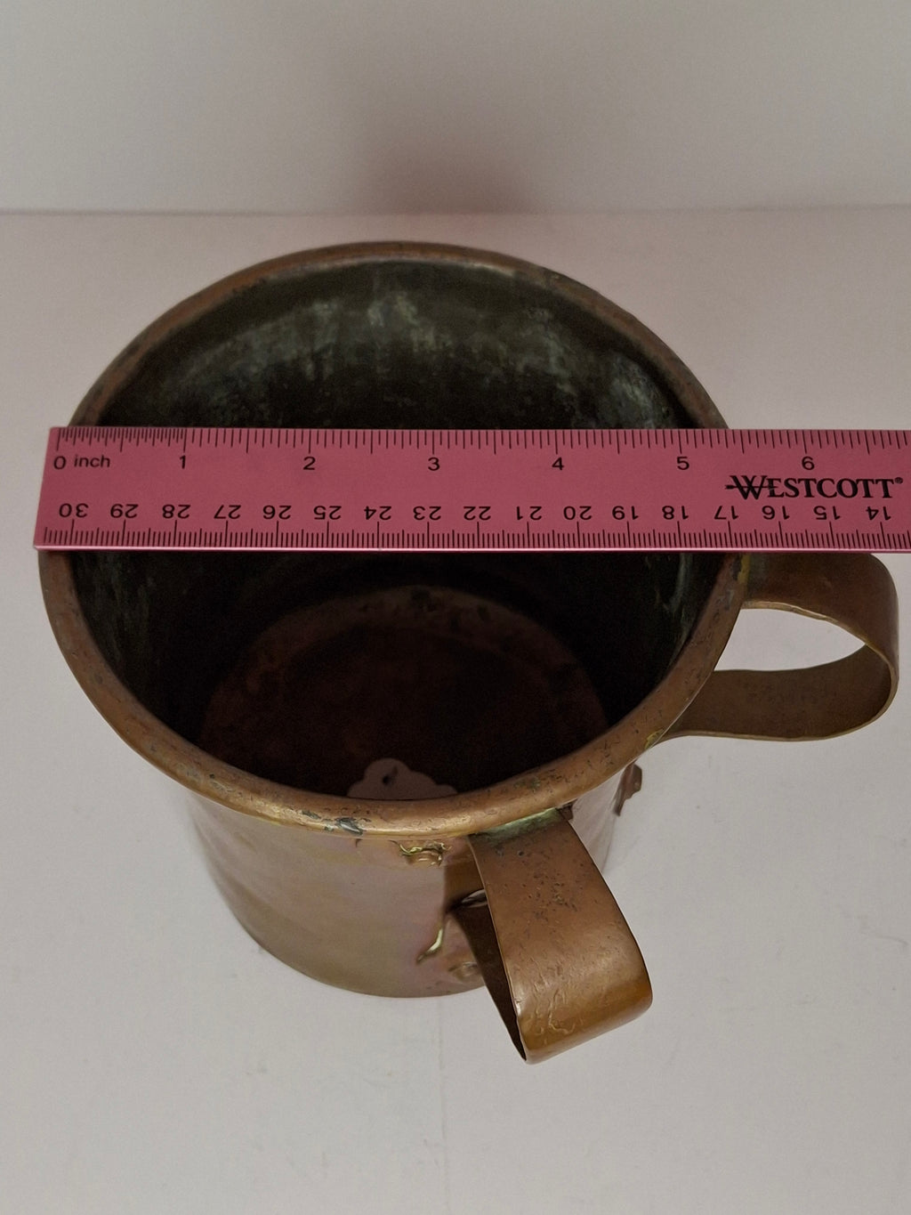 Rainbow Patina Antique Brass Double-Handled Netilat Yadayim Cup – Eastern European Judaica c.1890-1910 w/ Period Repairs