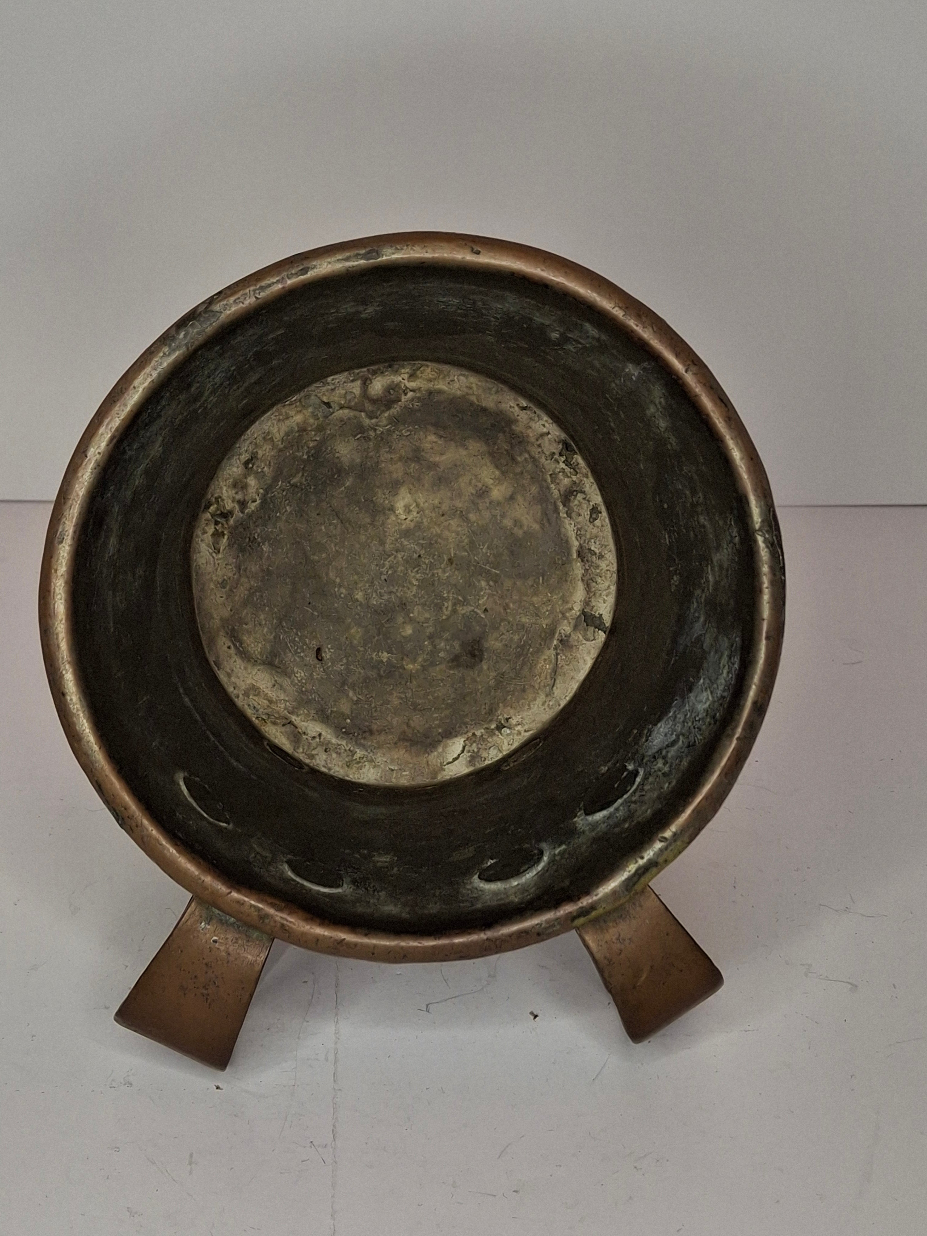 Rainbow Patina Antique Brass Double-Handled Netilat Yadayim Cup – Eastern European Judaica c.1890-1910 w/ Period Repairs