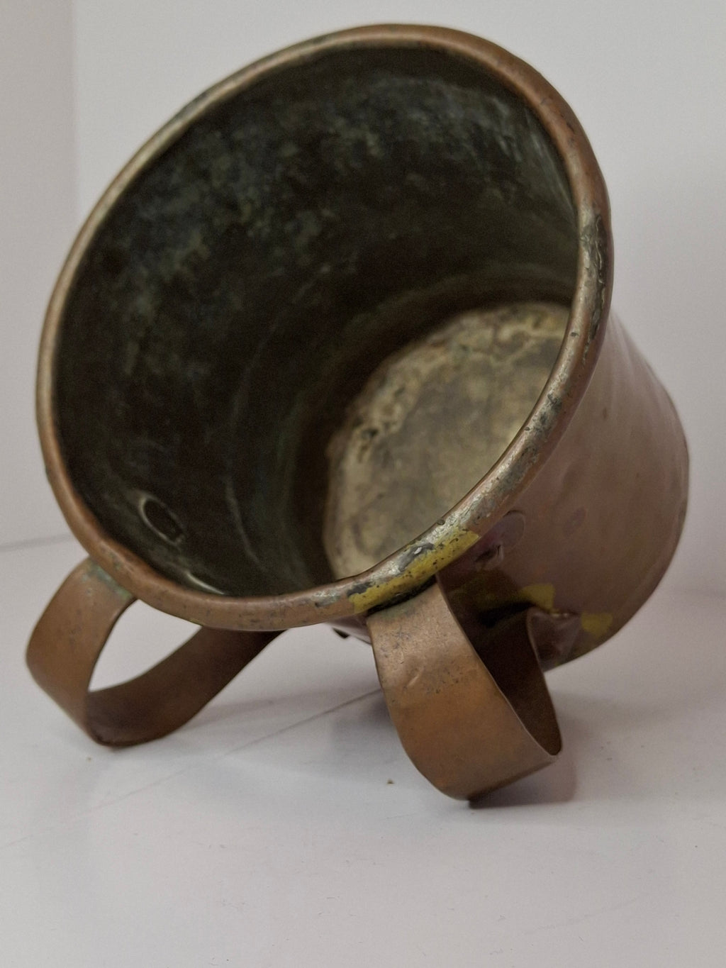 Rainbow Patina Antique Brass Double-Handled Netilat Yadayim Cup – Eastern European Judaica c.1890-1910 w/ Period Repairs