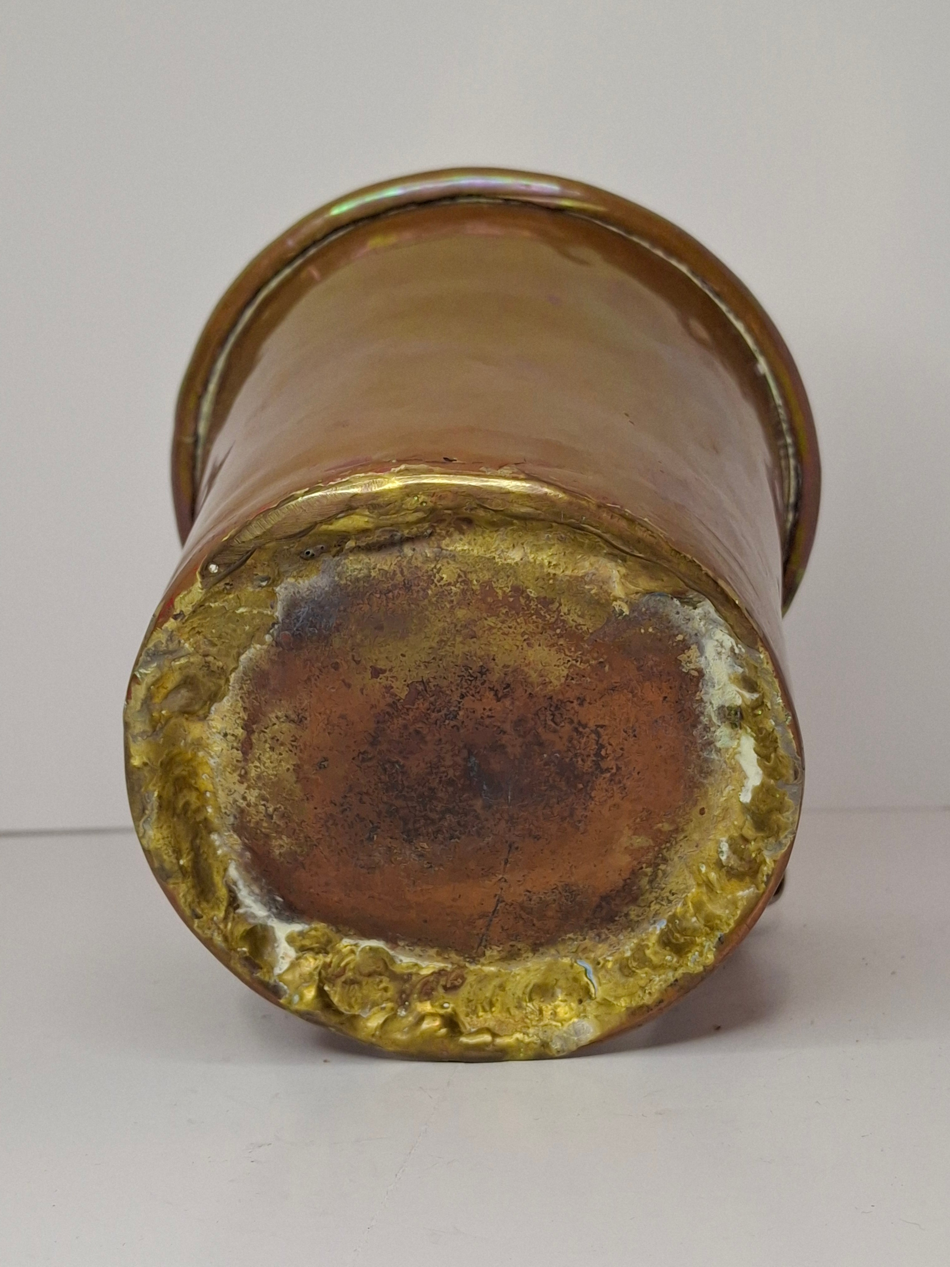 Rainbow Patina Antique Brass Double-Handled Netilat Yadayim Cup – Eastern European Judaica c.1890-1910 w/ Period Repairs