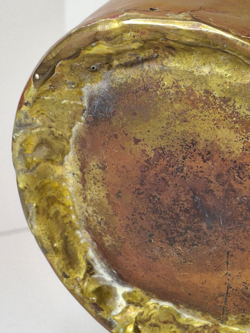 Rainbow Patina Antique Brass Double-Handled Netilat Yadayim Cup – Eastern European Judaica c.1890-1910 w/ Period Repairs