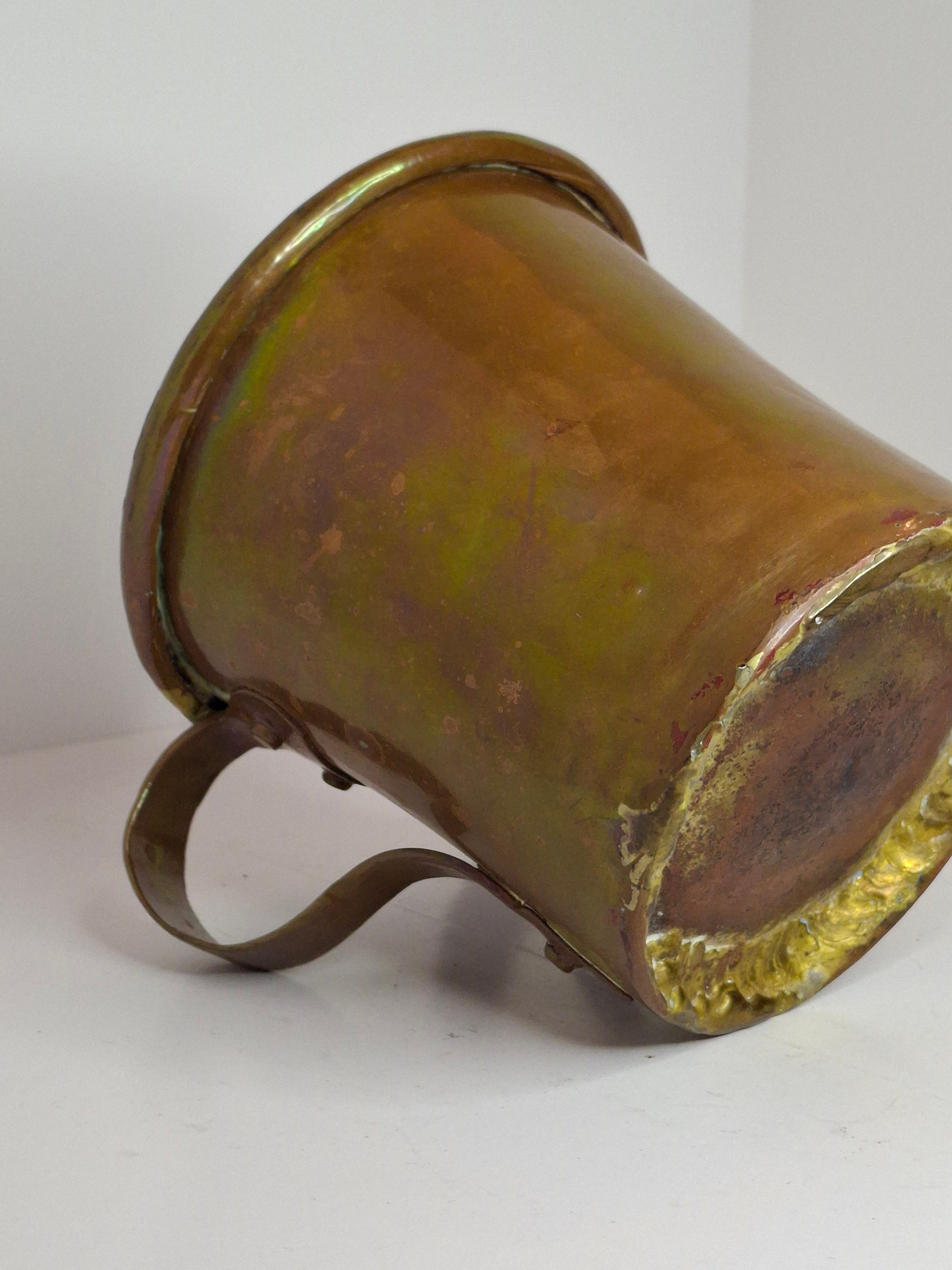 Rainbow Patina Antique Brass Double-Handled Netilat Yadayim Cup – Eastern European Judaica c.1890-1910 w/ Period Repairs