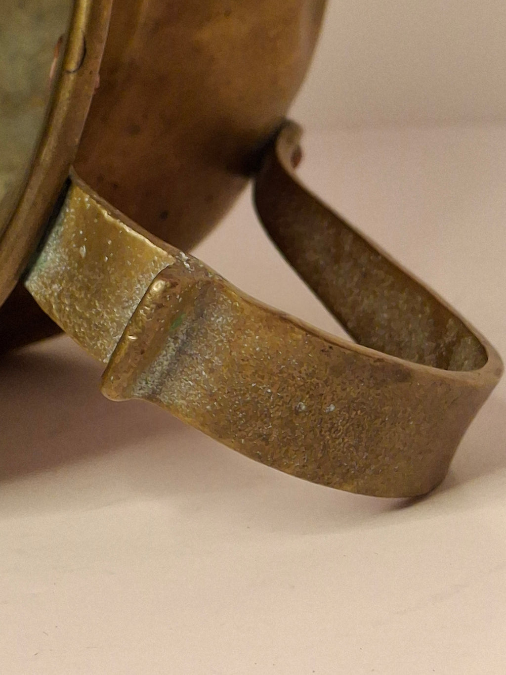 Antique Imperial Russian Brass Netilat Yadayim Ritual Hand-Washing Cup, Tula-Marked Triple-Handle Judaica, Circa 1880-1917