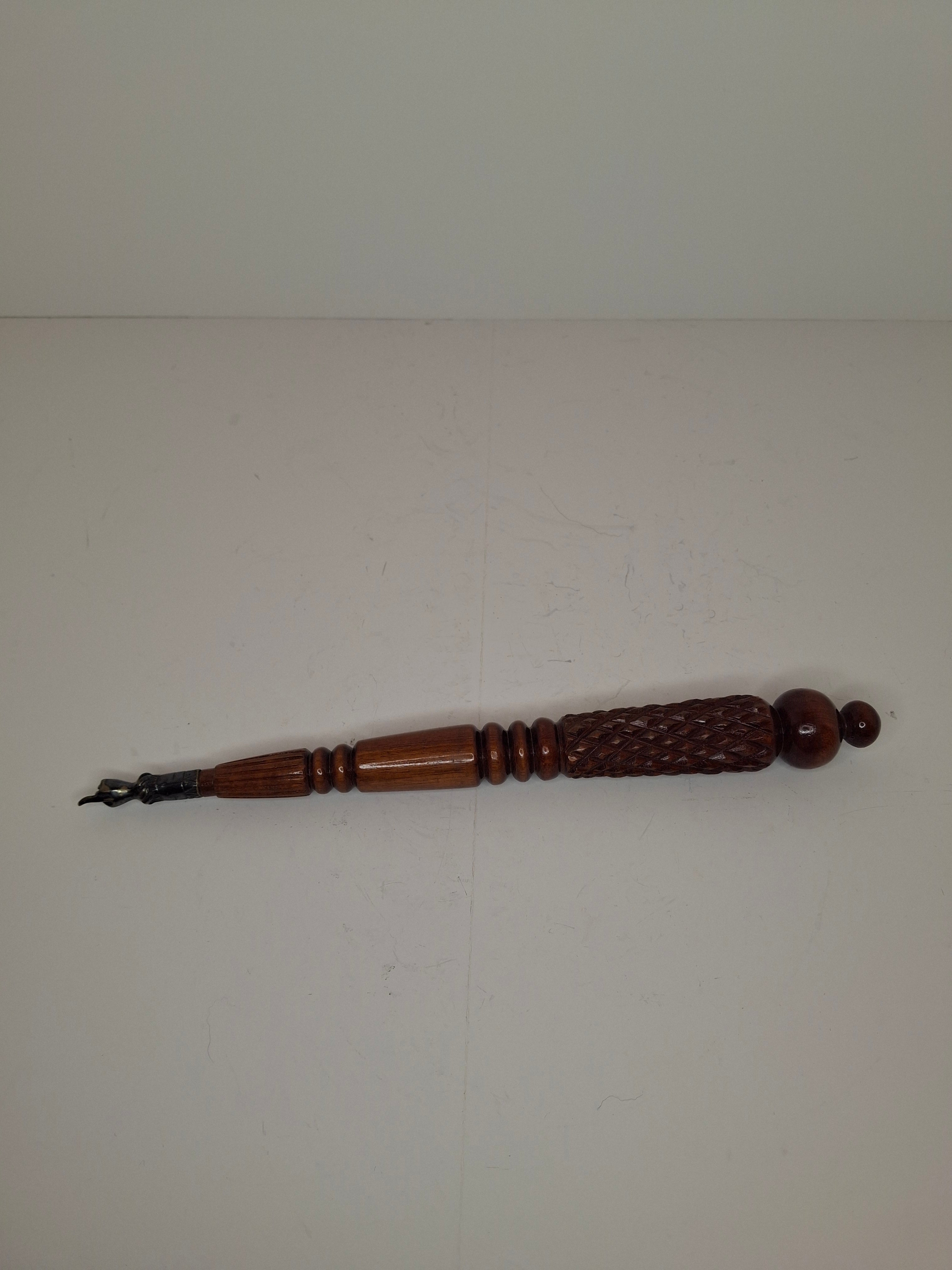 Mid-Century Israeli Wooden Torah Yad with Sterling Silver Hand Marked 925