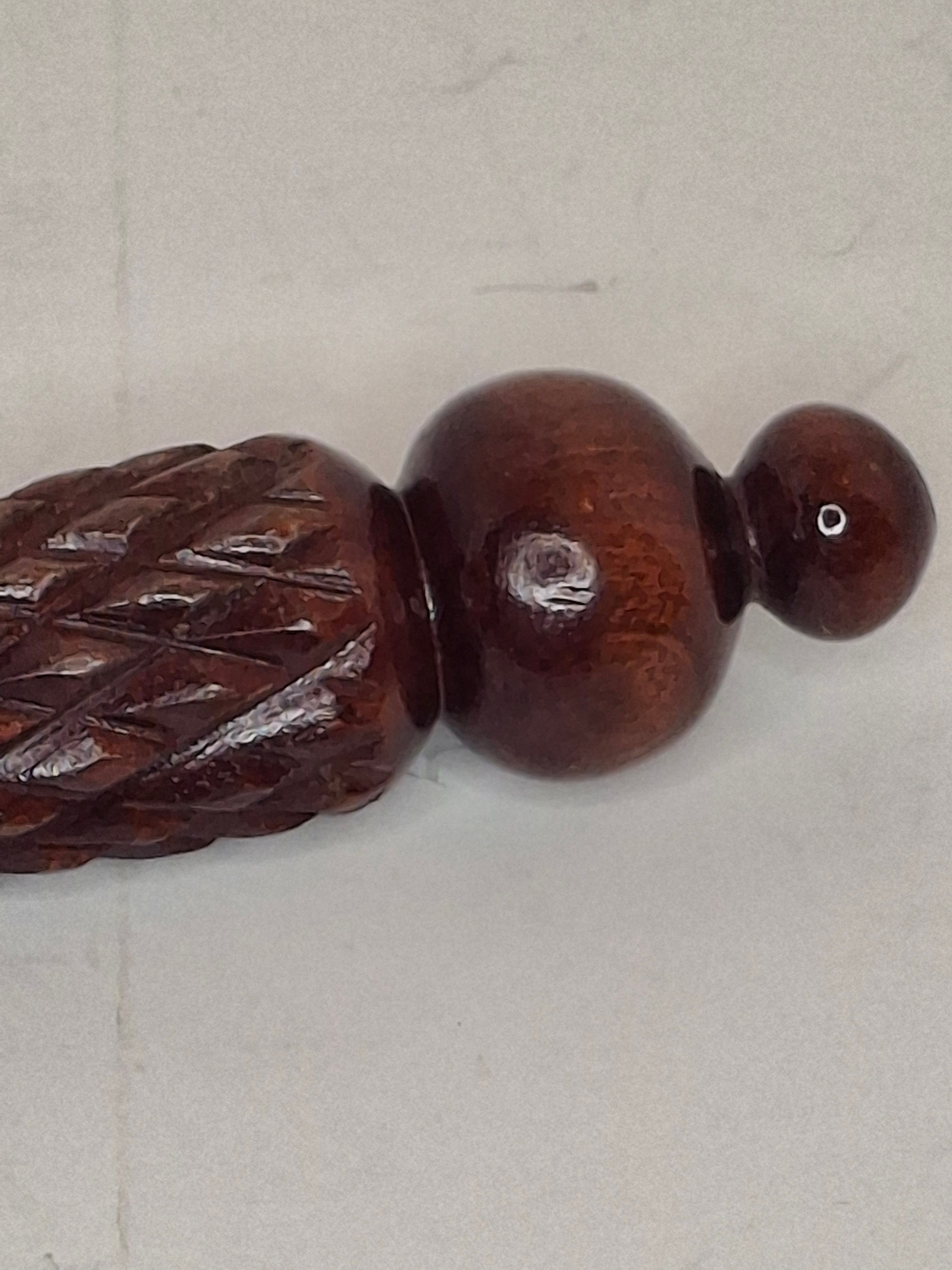 Mid-Century Israeli Wooden Torah Yad with Sterling Silver Hand Marked 925