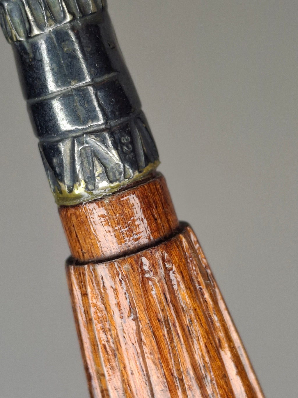 Mid-Century Israeli Wooden Torah Yad with Sterling Silver Hand Marked 925