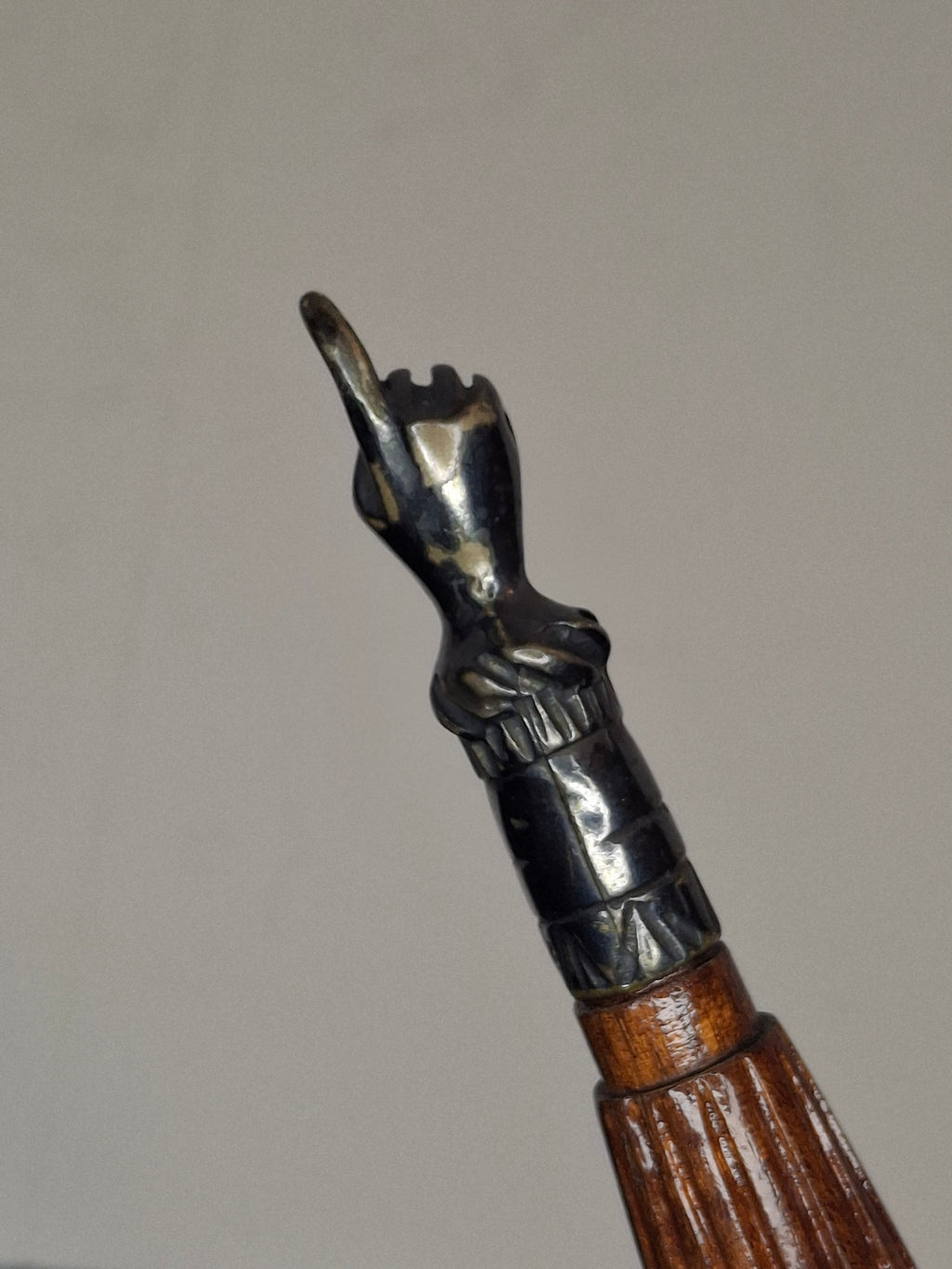 Mid-Century Israeli Wooden Torah Yad with Sterling Silver Hand Marked 925