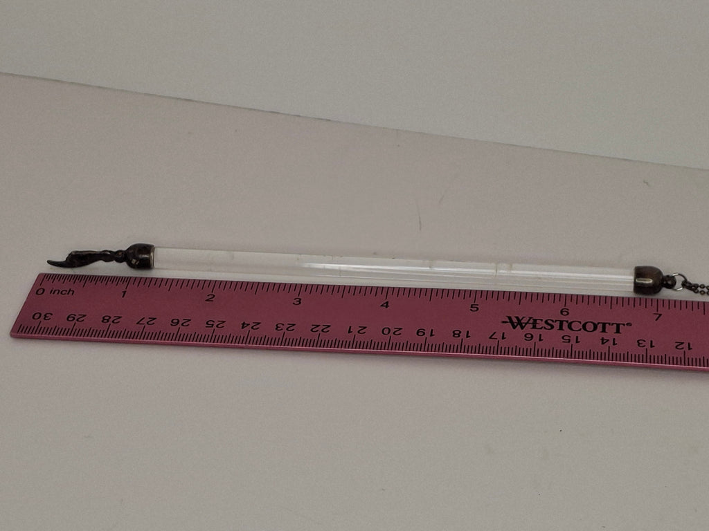 Vintage 1940s-1960s 925 Glass and Sterling Silver Yad Torah Pointer w/ Star of David Chain - Israeli Judaica