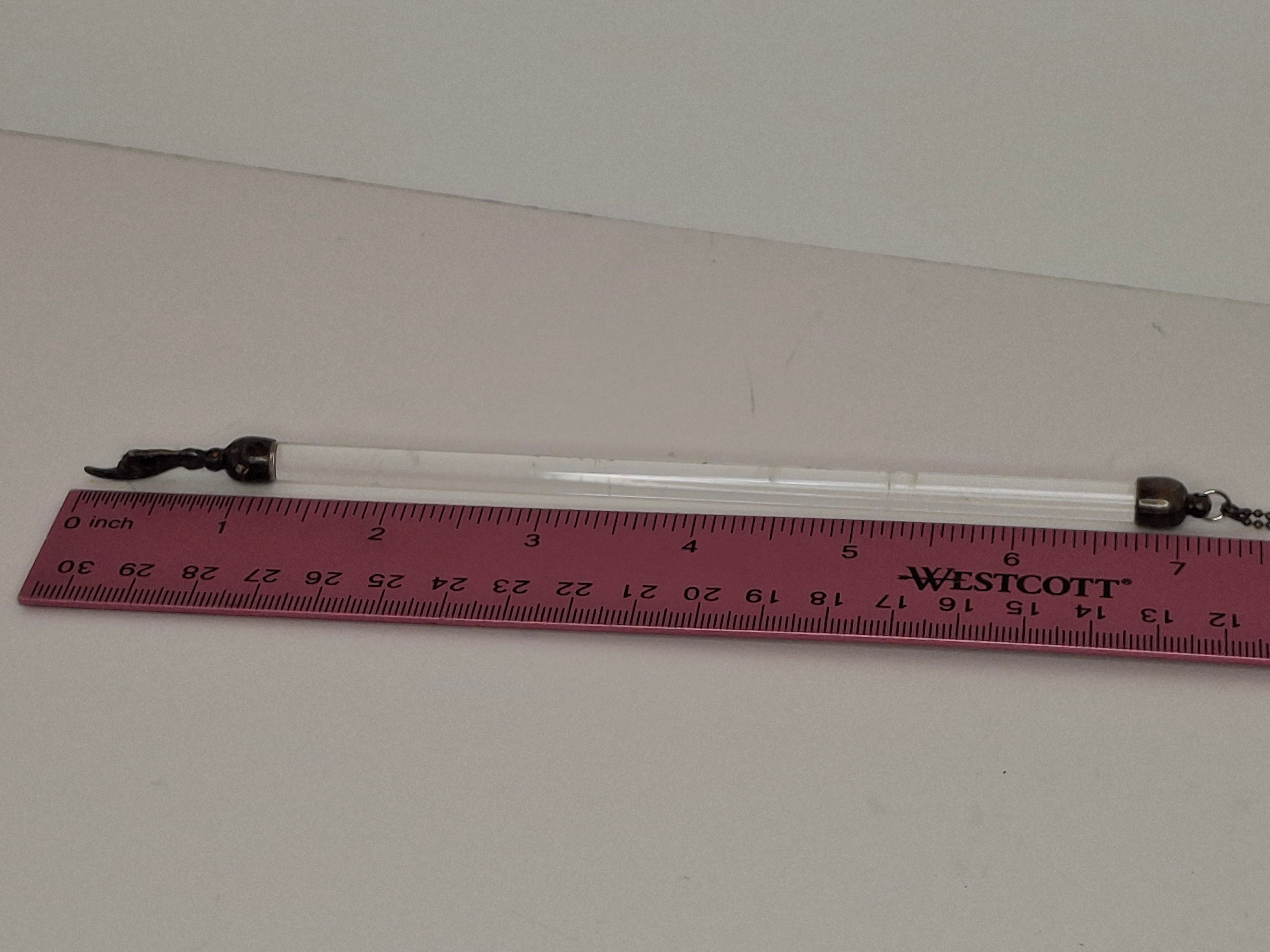 Vintage 1940s-1960s 925 Glass and Sterling Silver Yad Torah Pointer w/ Star of David Chain - Israeli Judaica