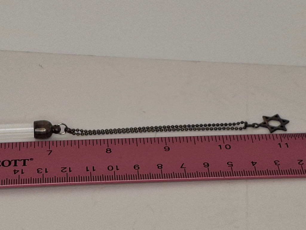 Vintage 1940s-1960s 925 Glass and Sterling Silver Yad Torah Pointer w/ Star of David Chain - Israeli Judaica