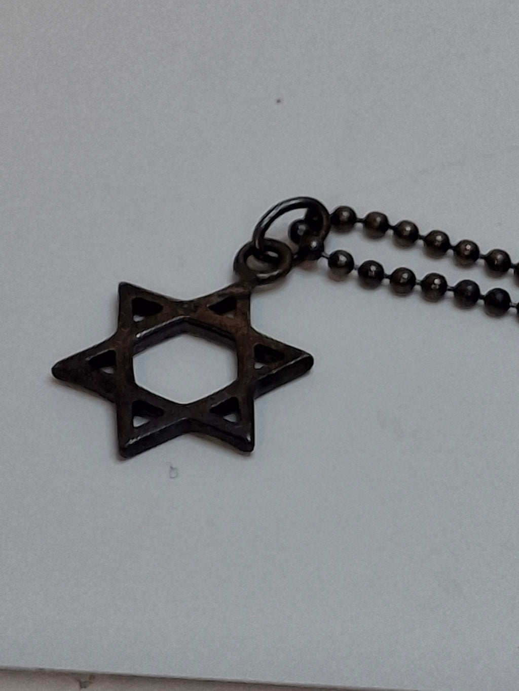Vintage 1940s-1960s 925 Glass and Sterling Silver Yad Torah Pointer w/ Star of David Chain - Israeli Judaica