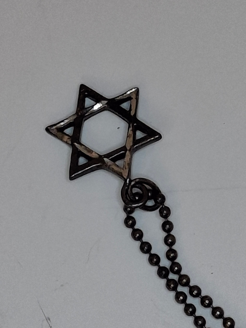 Vintage 1940s-1960s 925 Glass and Sterling Silver Yad Torah Pointer w/ Star of David Chain - Israeli Judaica