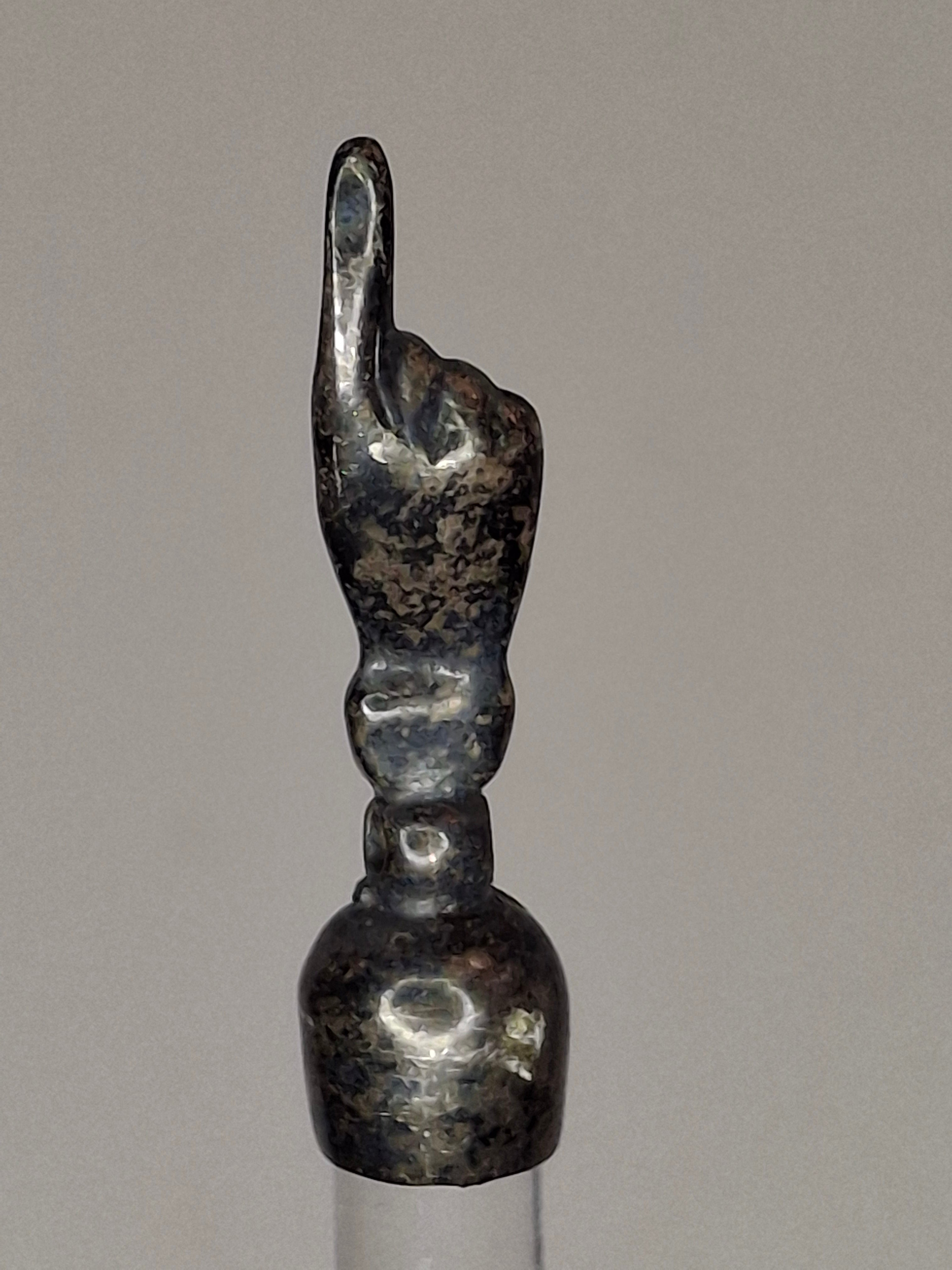 Vintage 1940s-1960s 925 Glass and Sterling Silver Yad Torah Pointer w/ Star of David Chain - Israeli Judaica