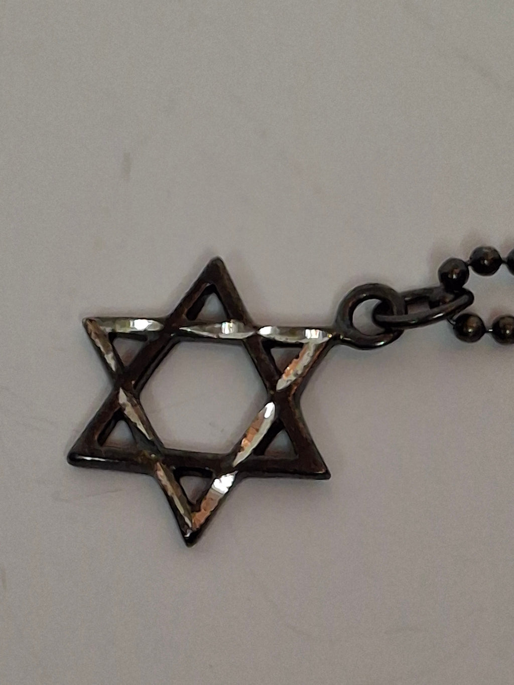 Vintage 1940s-1960s 925 Glass and Sterling Silver Yad Torah Pointer w/ Star of David Chain - Israeli Judaica