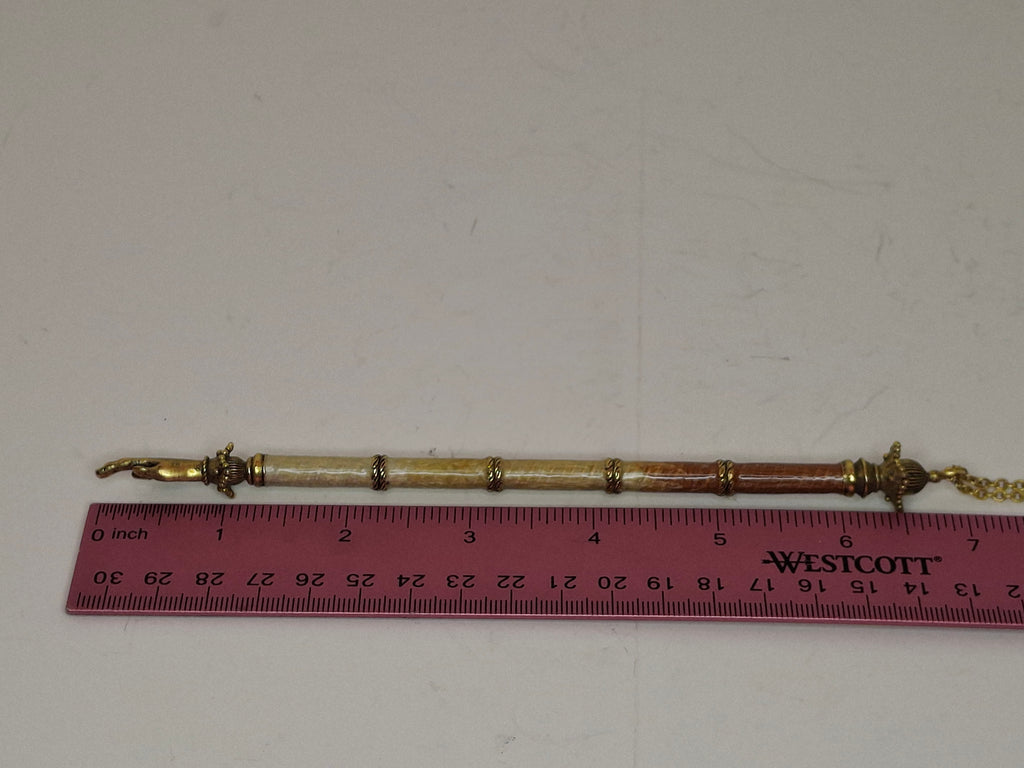 Antique Victorian Horn & Gilt Brass Torah Pointer Yad 7" European Judaica 19th Century