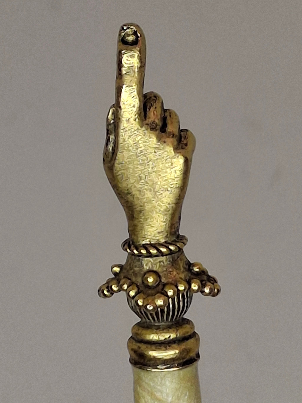 Antique Victorian Horn & Gilt Brass Torah Pointer Yad 7" European Judaica 19th Century