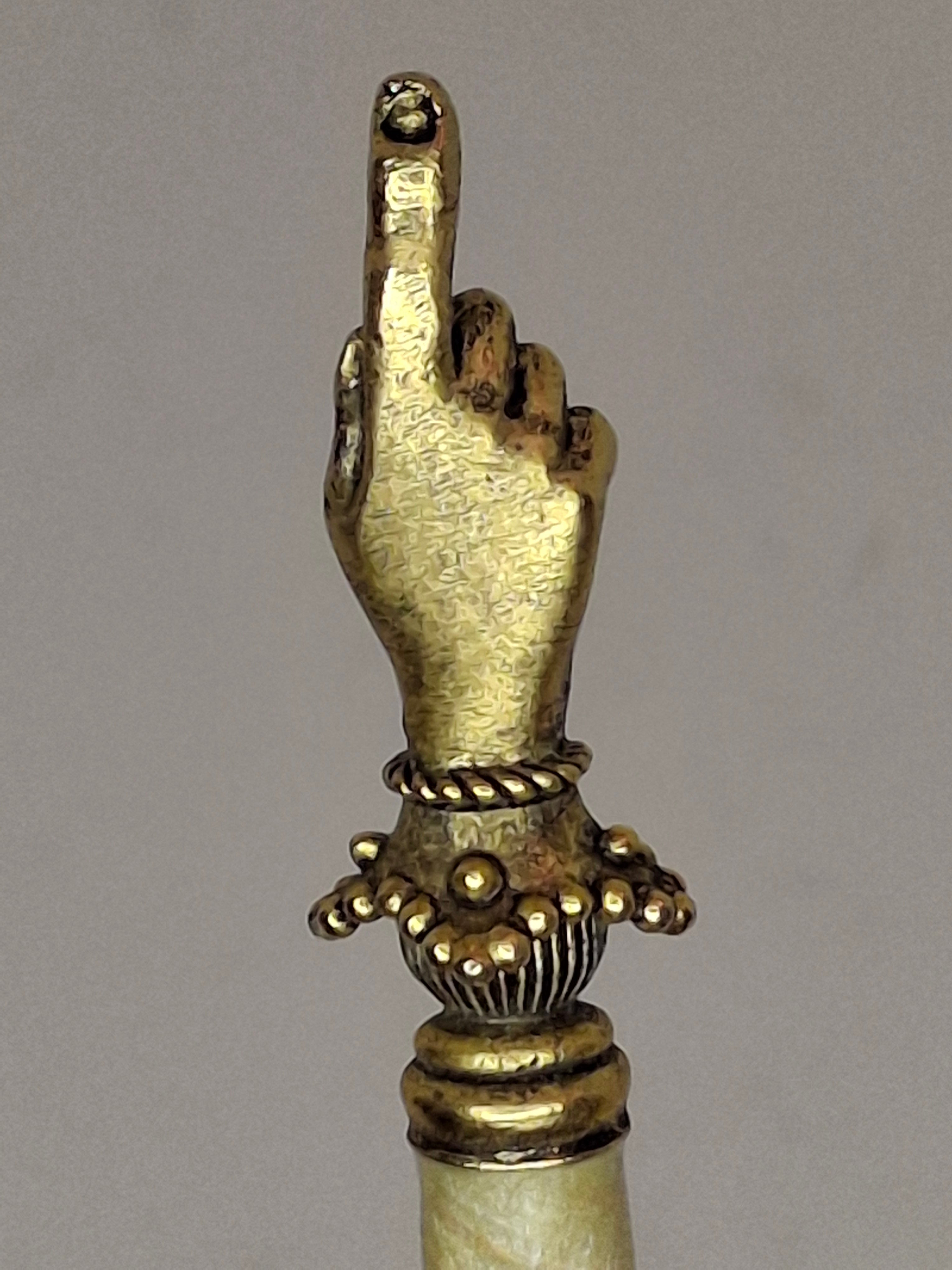 Antique Victorian Horn & Gilt Brass Torah Pointer Yad 7" European Judaica 19th Century