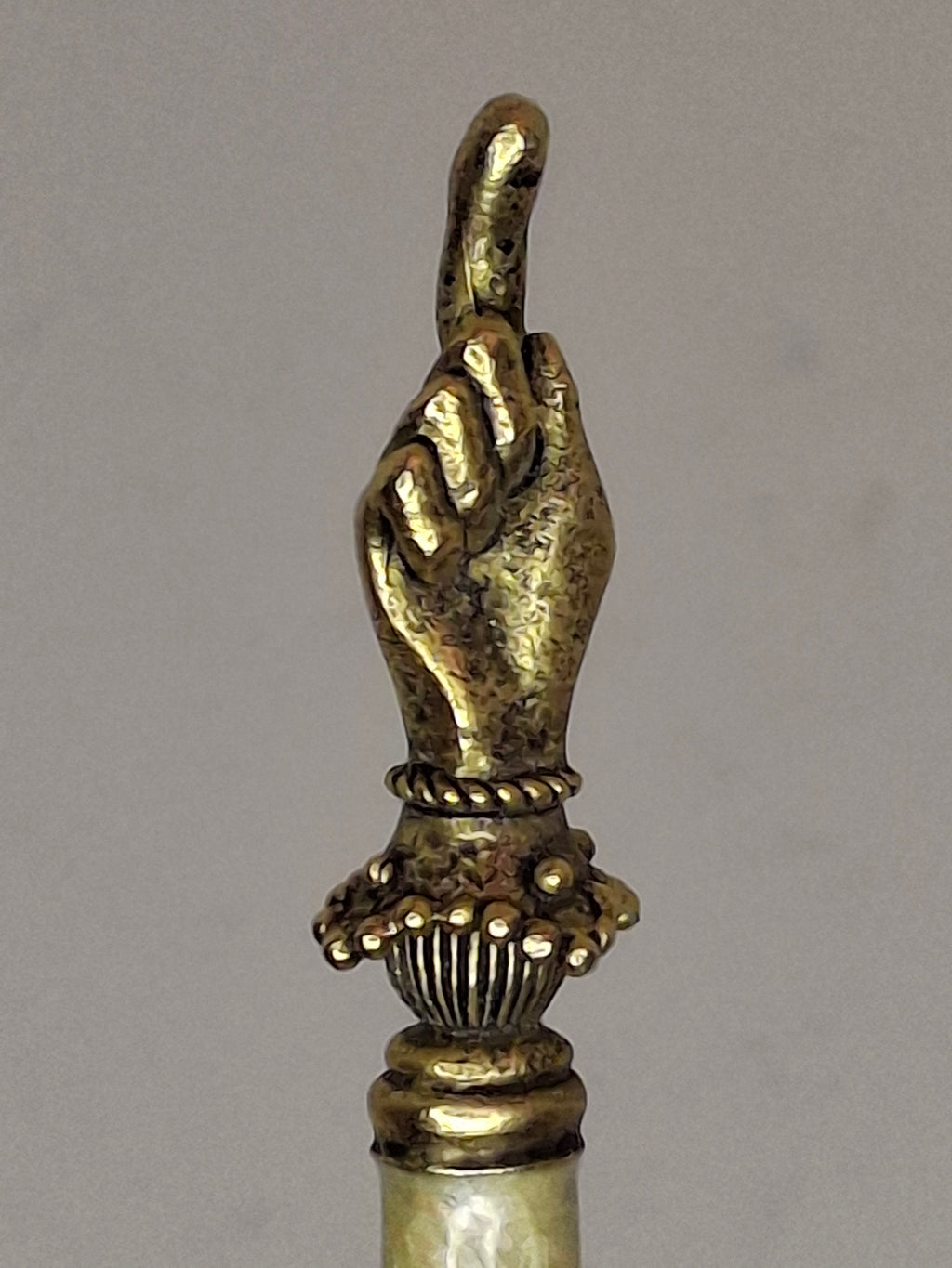 Antique Victorian Horn & Gilt Brass Torah Pointer Yad 7" European Judaica 19th Century