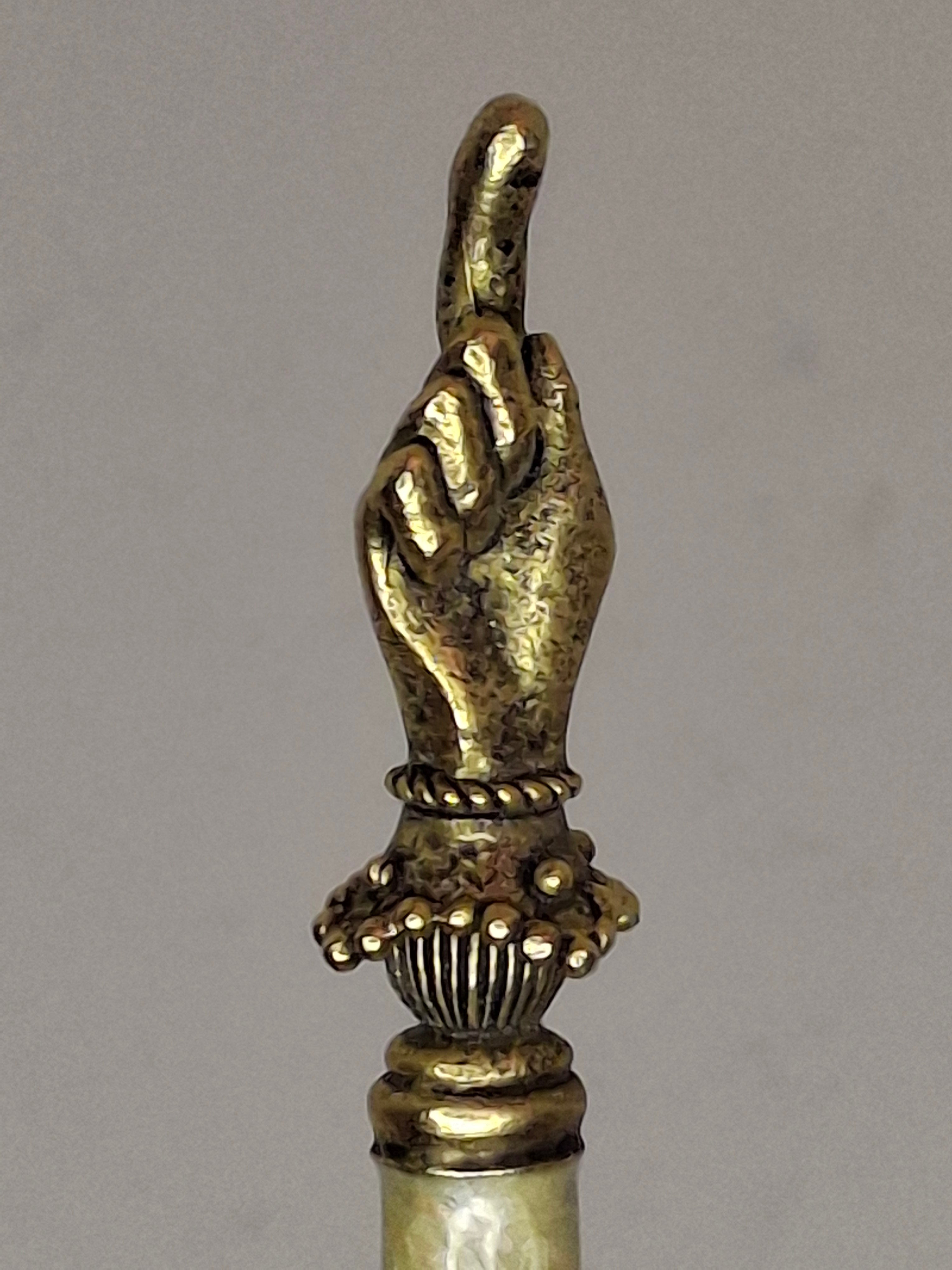 Antique Victorian Horn & Gilt Brass Torah Pointer Yad 7" European Judaica 19th Century