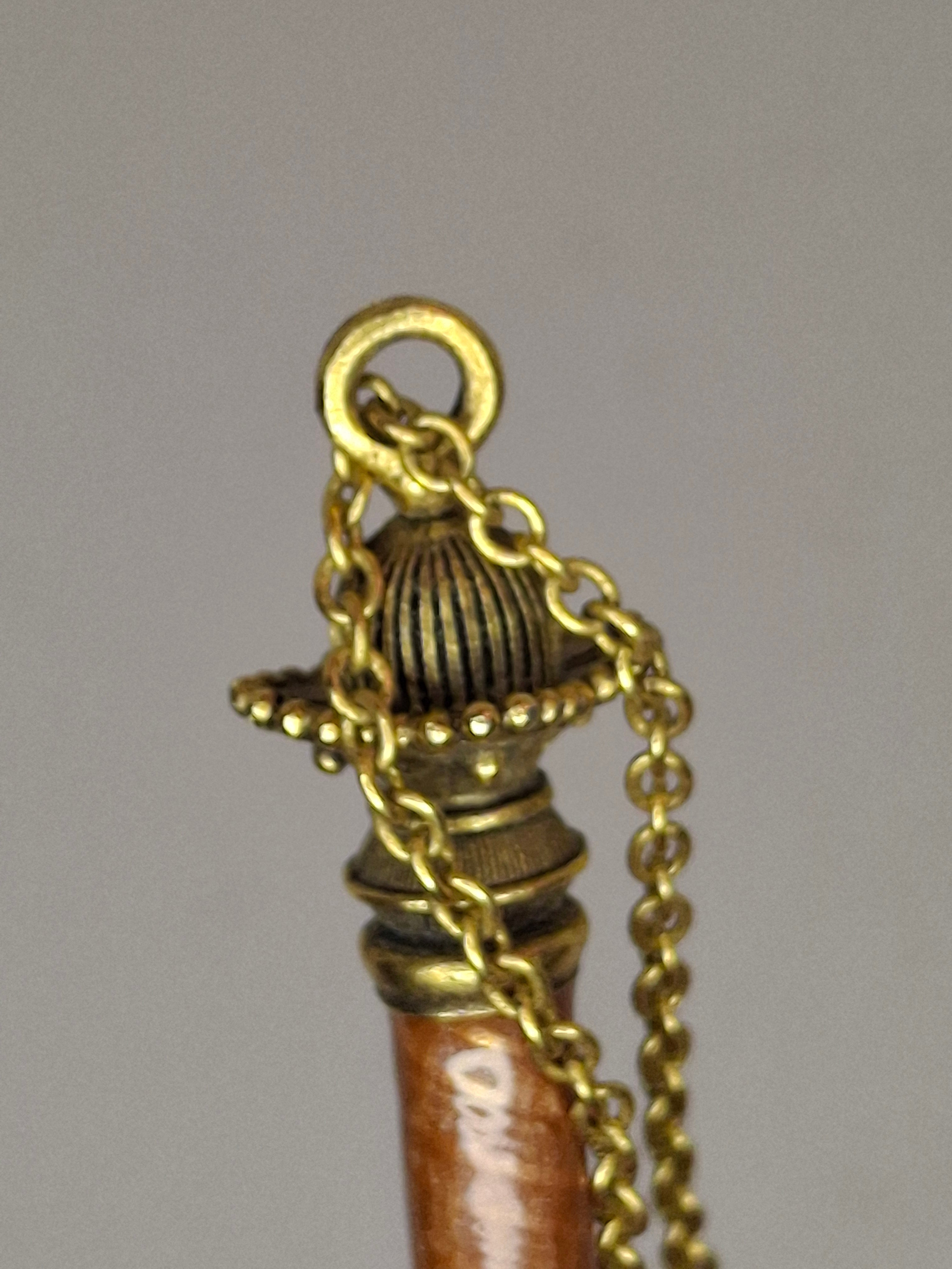 Antique Victorian Horn & Gilt Brass Torah Pointer Yad 7" European Judaica 19th Century