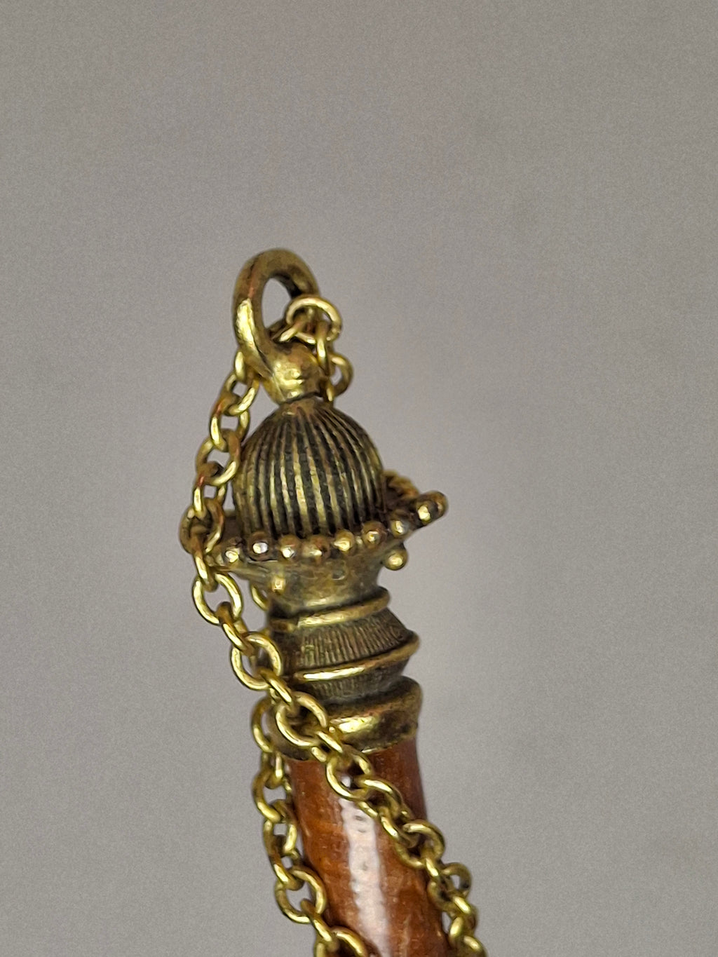 Antique Victorian Horn & Gilt Brass Torah Pointer Yad 7" European Judaica 19th Century