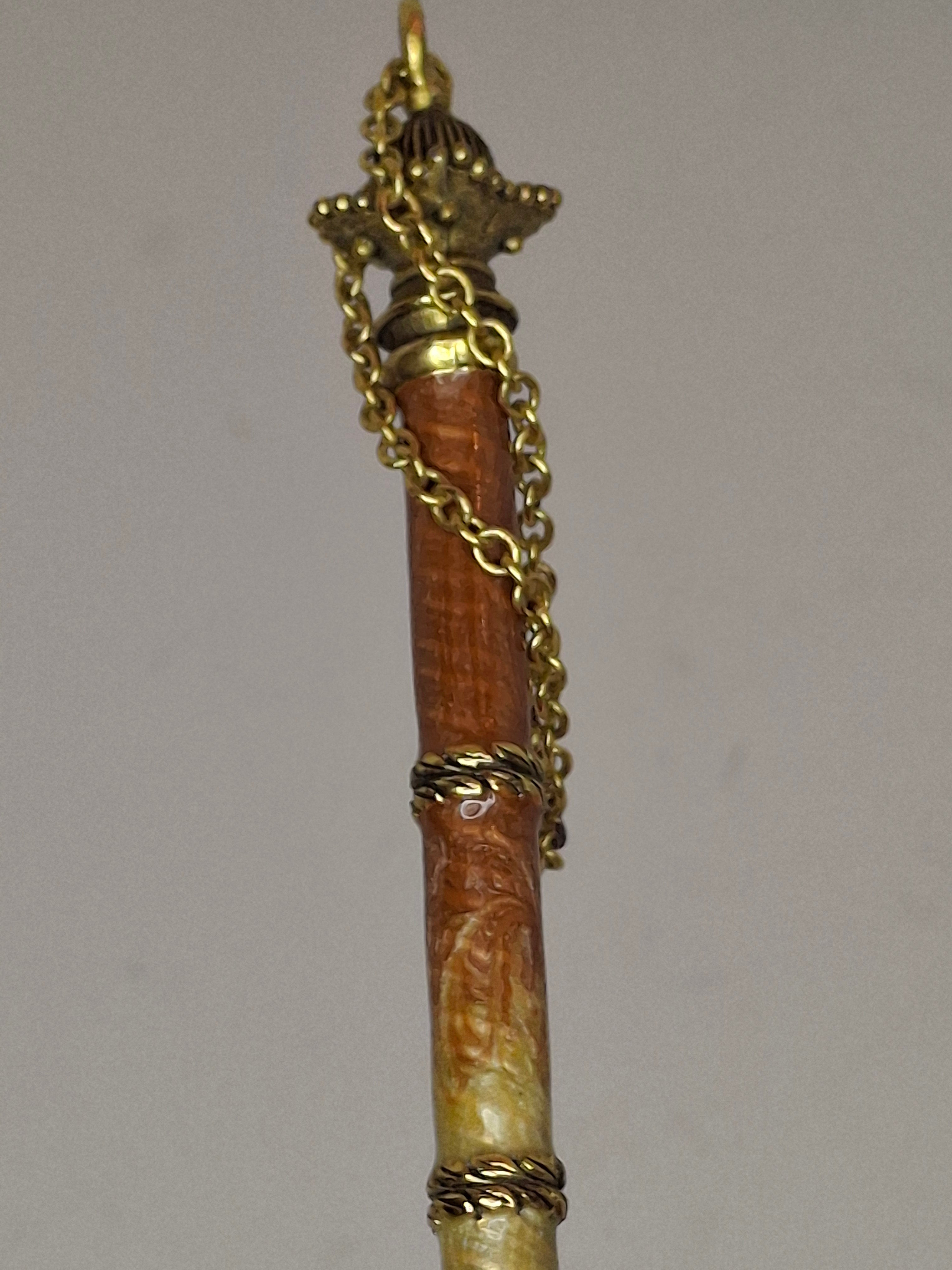 Antique Victorian Horn & Gilt Brass Torah Pointer Yad 7" European Judaica 19th Century