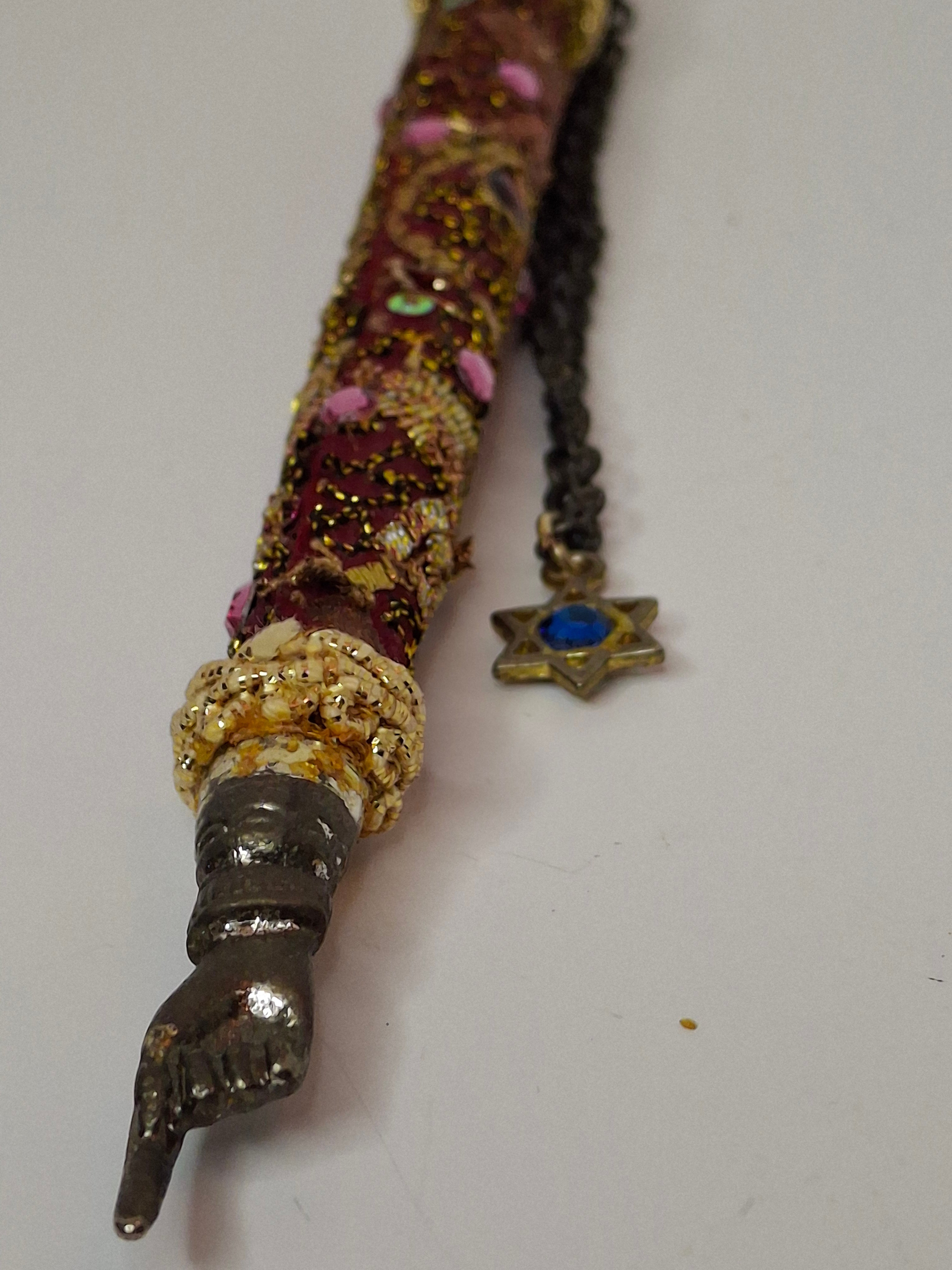 Lot of 2 Vintage-Style Beaded Mid-20th century Torah Yad Pointers Judaica