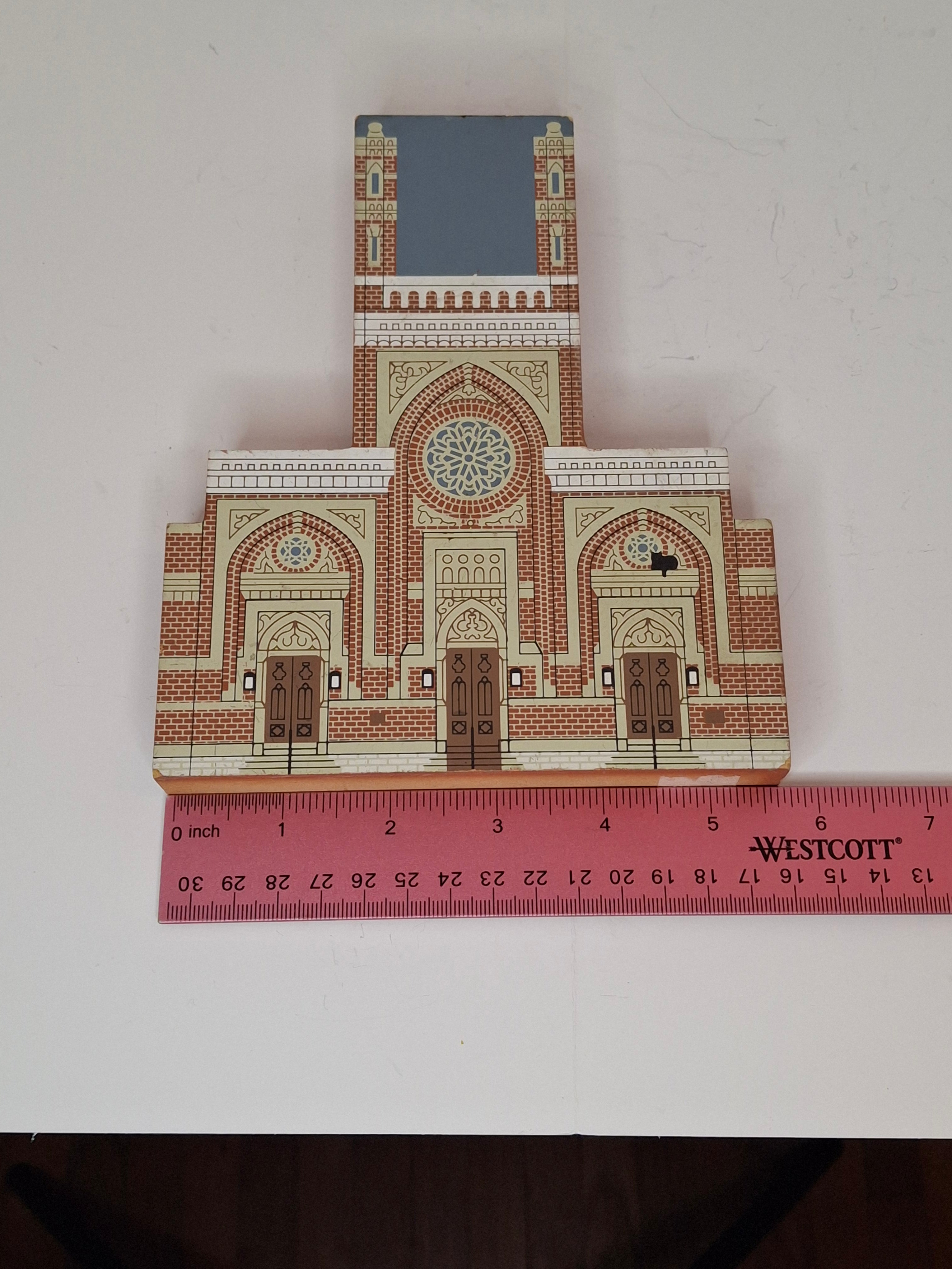 Vintage Judaica 1995 Cat's Meow Wooden Folk Art Plaque Isaac M. Wise Plum Street Temple