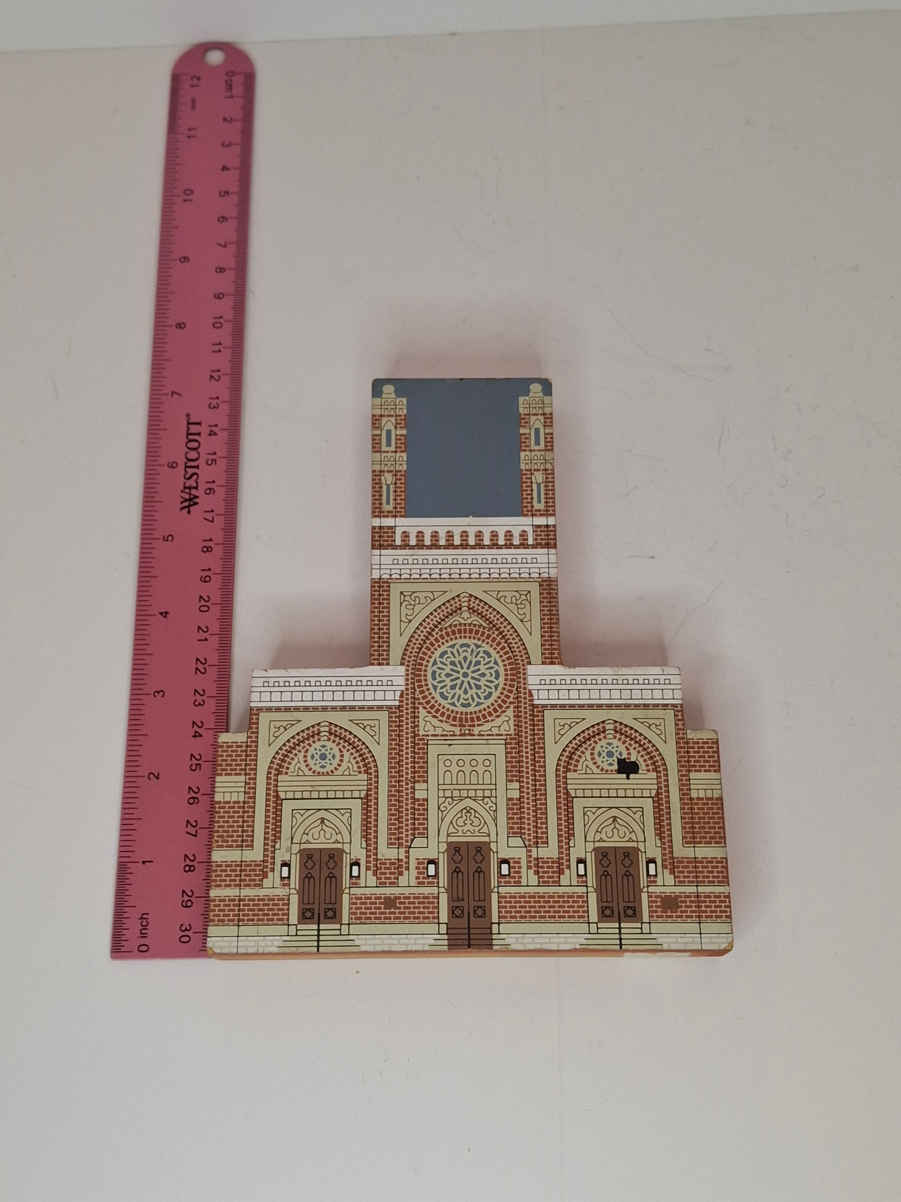 Vintage Judaica 1995 Cat's Meow Wooden Folk Art Plaque Isaac M. Wise Plum Street Temple