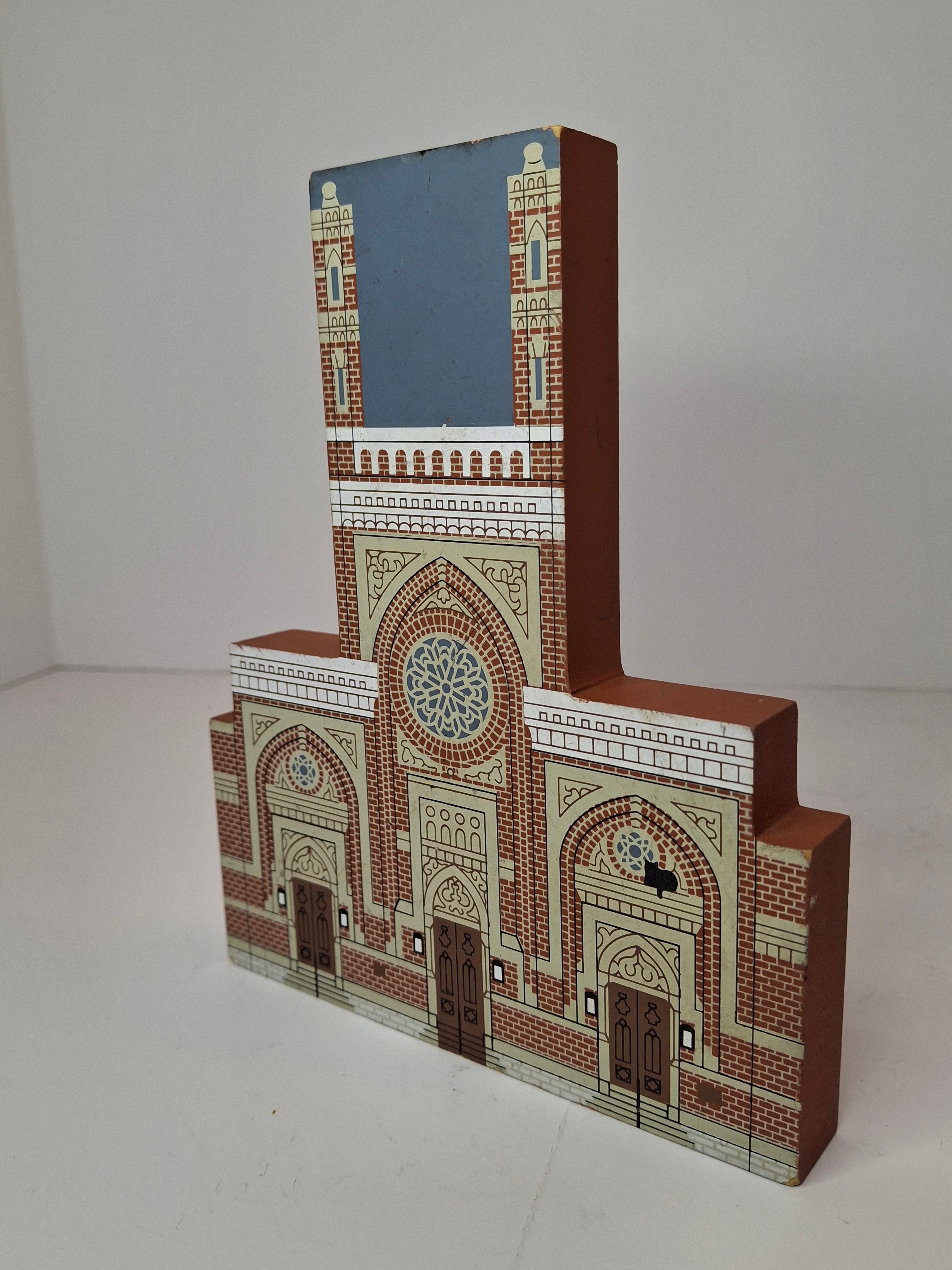 Vintage Judaica 1995 Cat's Meow Wooden Folk Art Plaque Isaac M. Wise Plum Street Temple