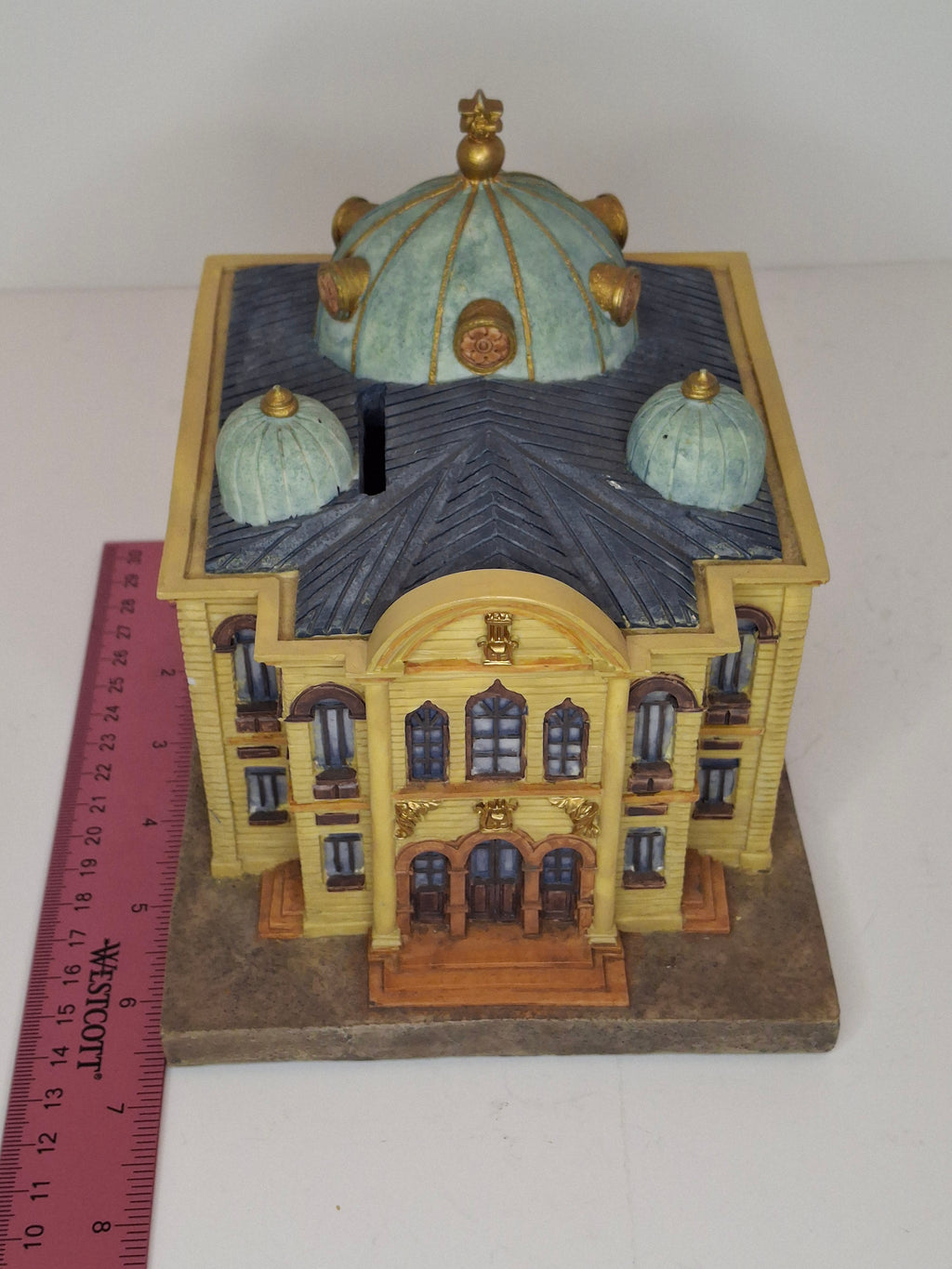 Reuven Masel Miami Florida Ceramic Synagogue Tzedakah Box - Hand-Painted Judaica Charity Pushke, 5" Tall